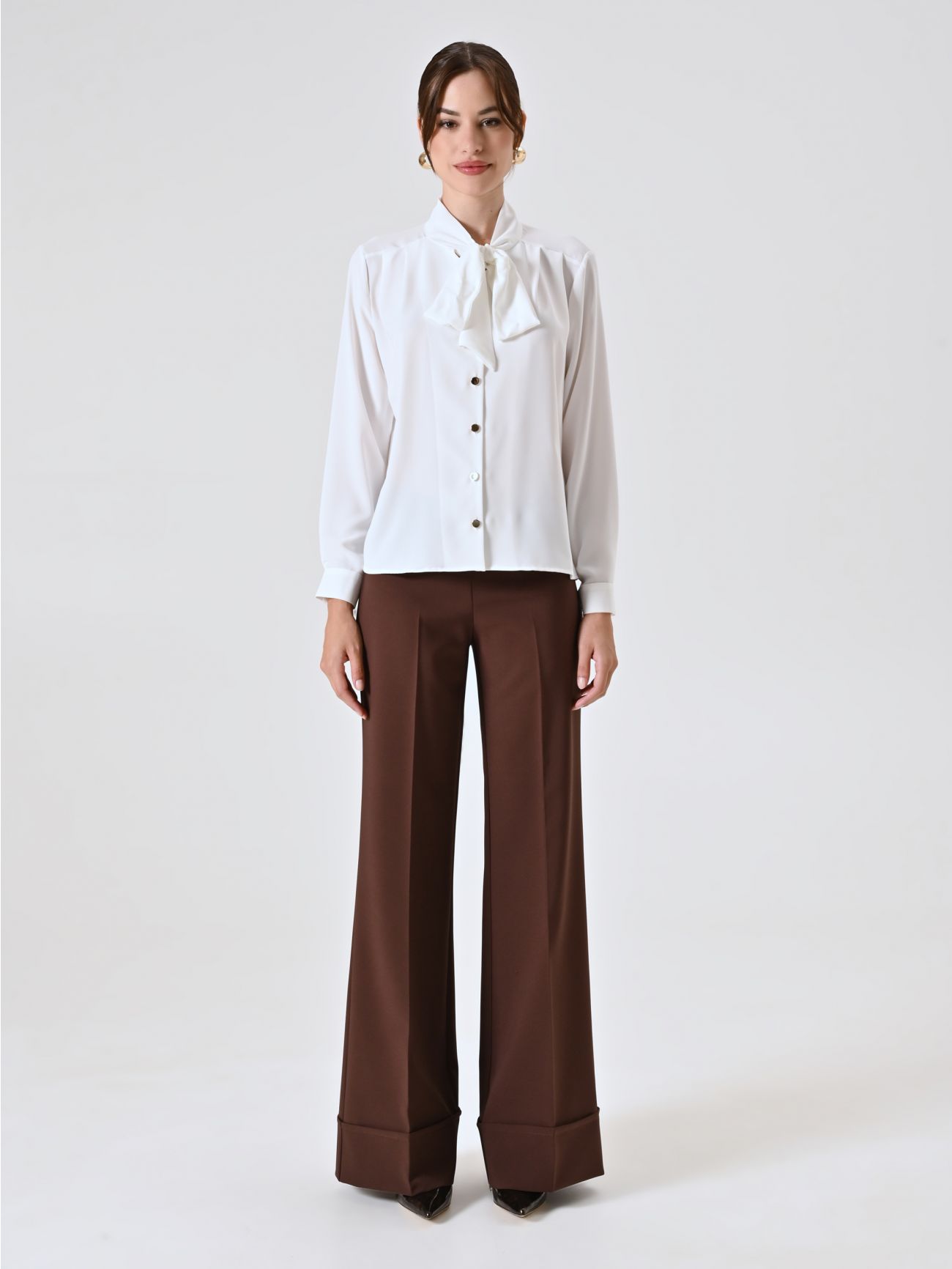 White Satin Blouse with Bow det_1