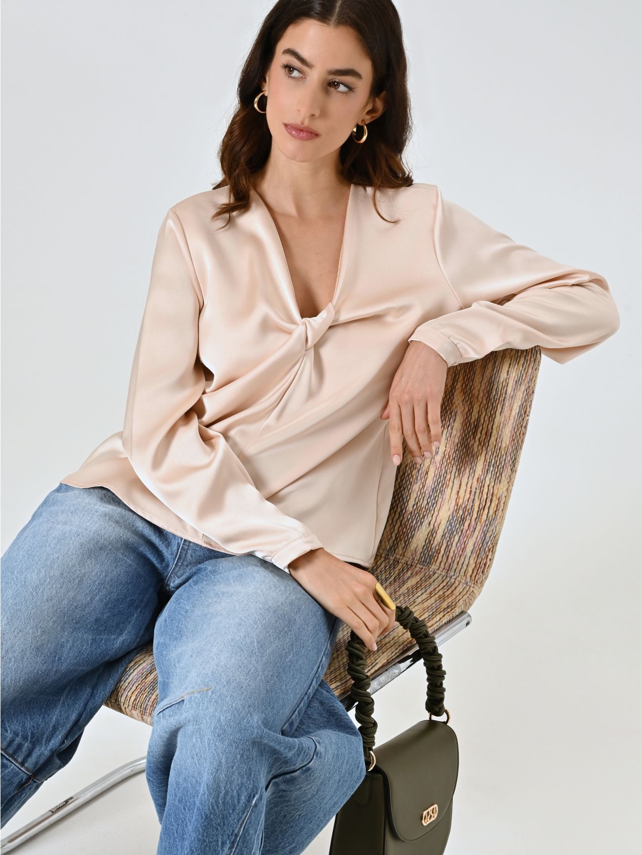 Beige Blouse with Knot  Rinascimento