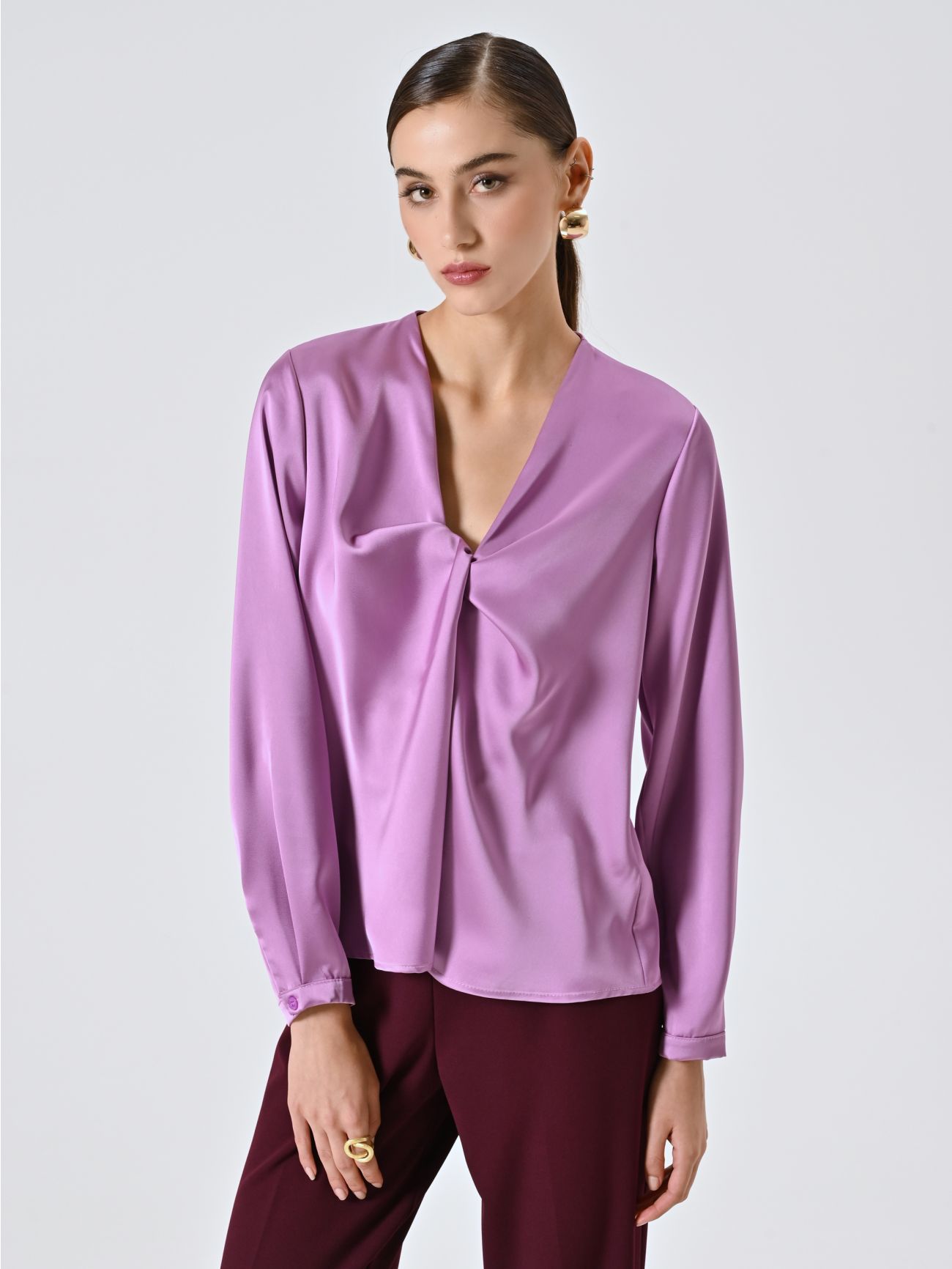 Blouse à nœud rose orchidée in_i7
