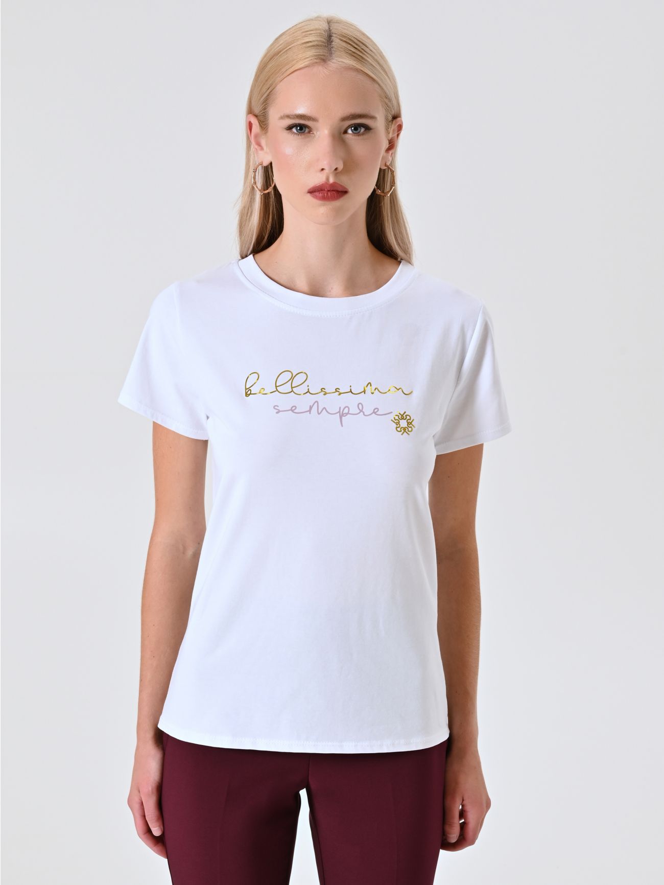 Biały T-shirt bawełniany Bellissima Sempre det_2