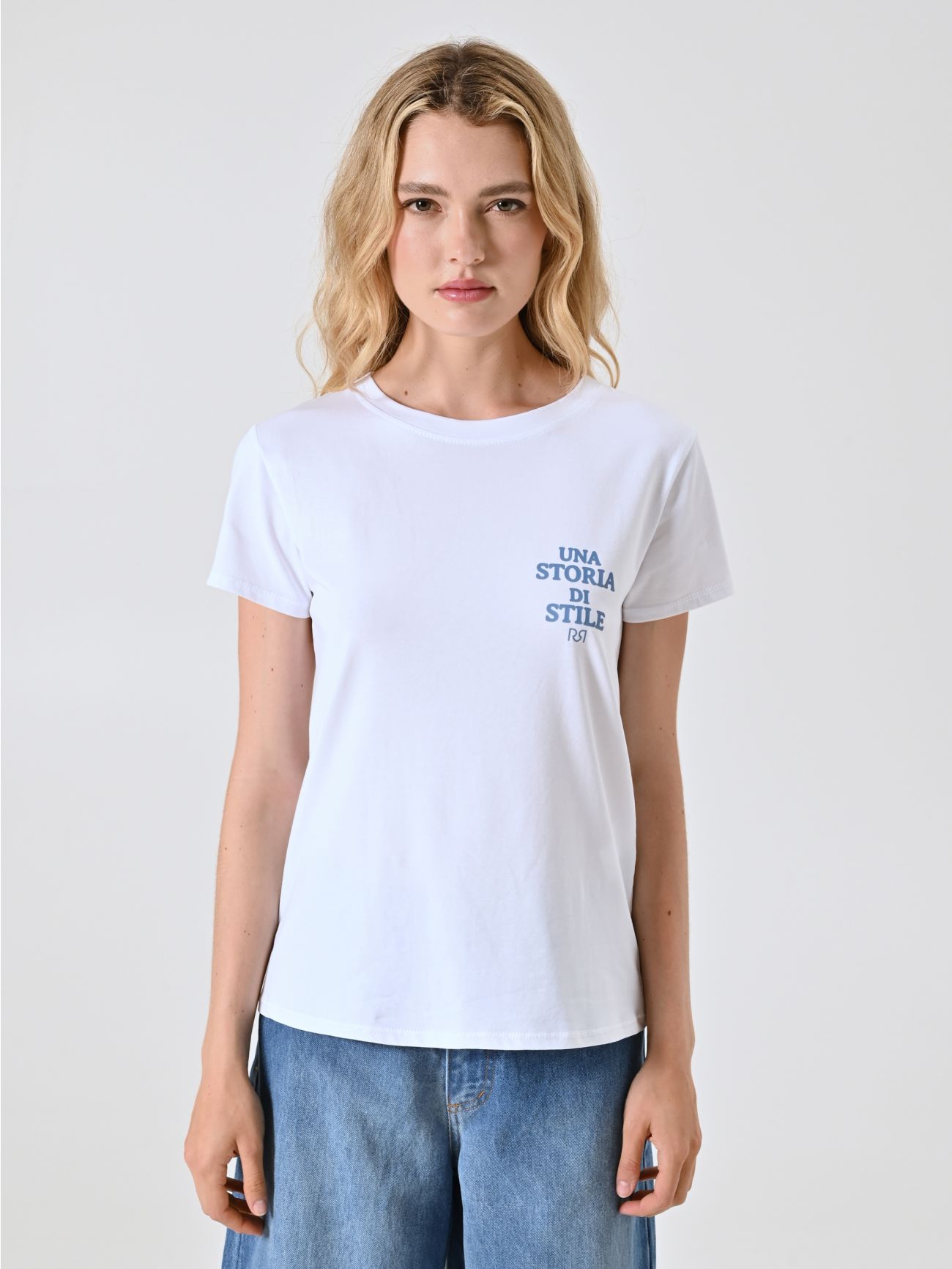 T-shirt Bianca in Cotone Storia di Stile det_2
