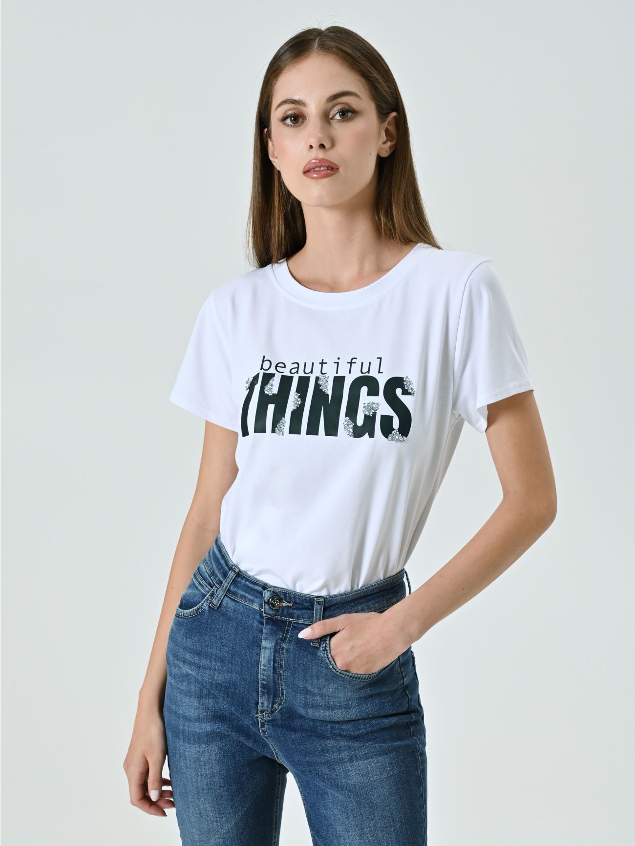 T-shirt Bianca in Cotone Beautiful Things in_i7
