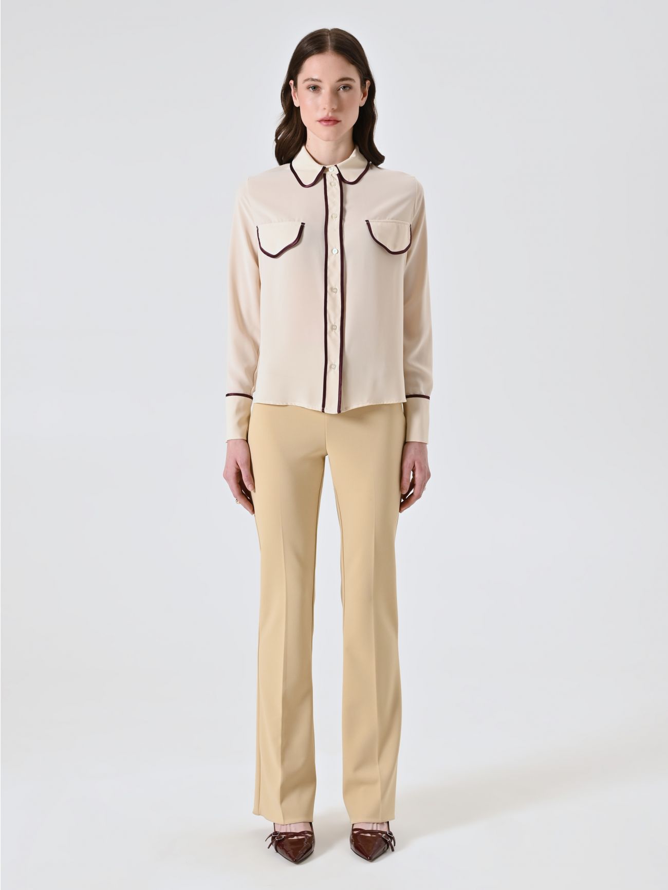 Camicia con Piping Bordeaux det_1