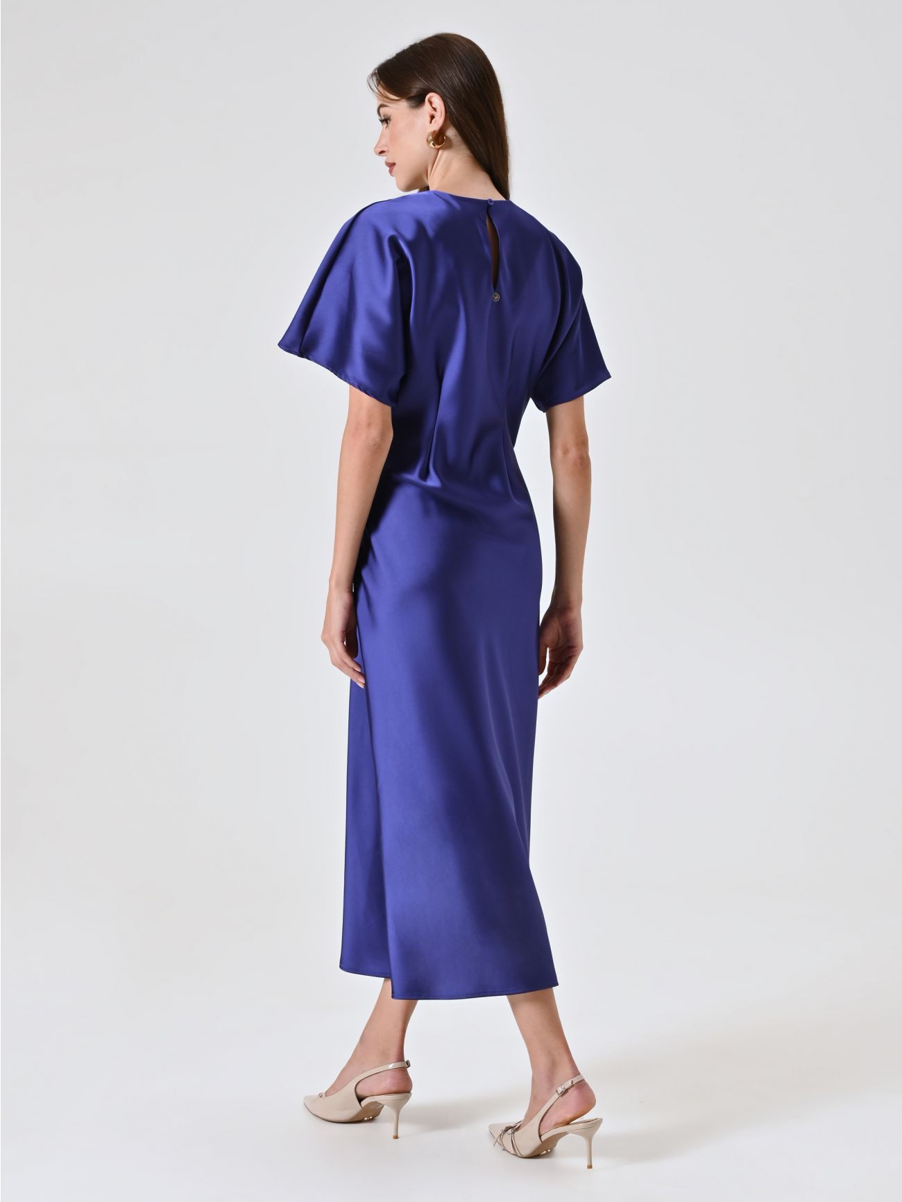 Blueberry Purple Satin Dress with Knot det_3