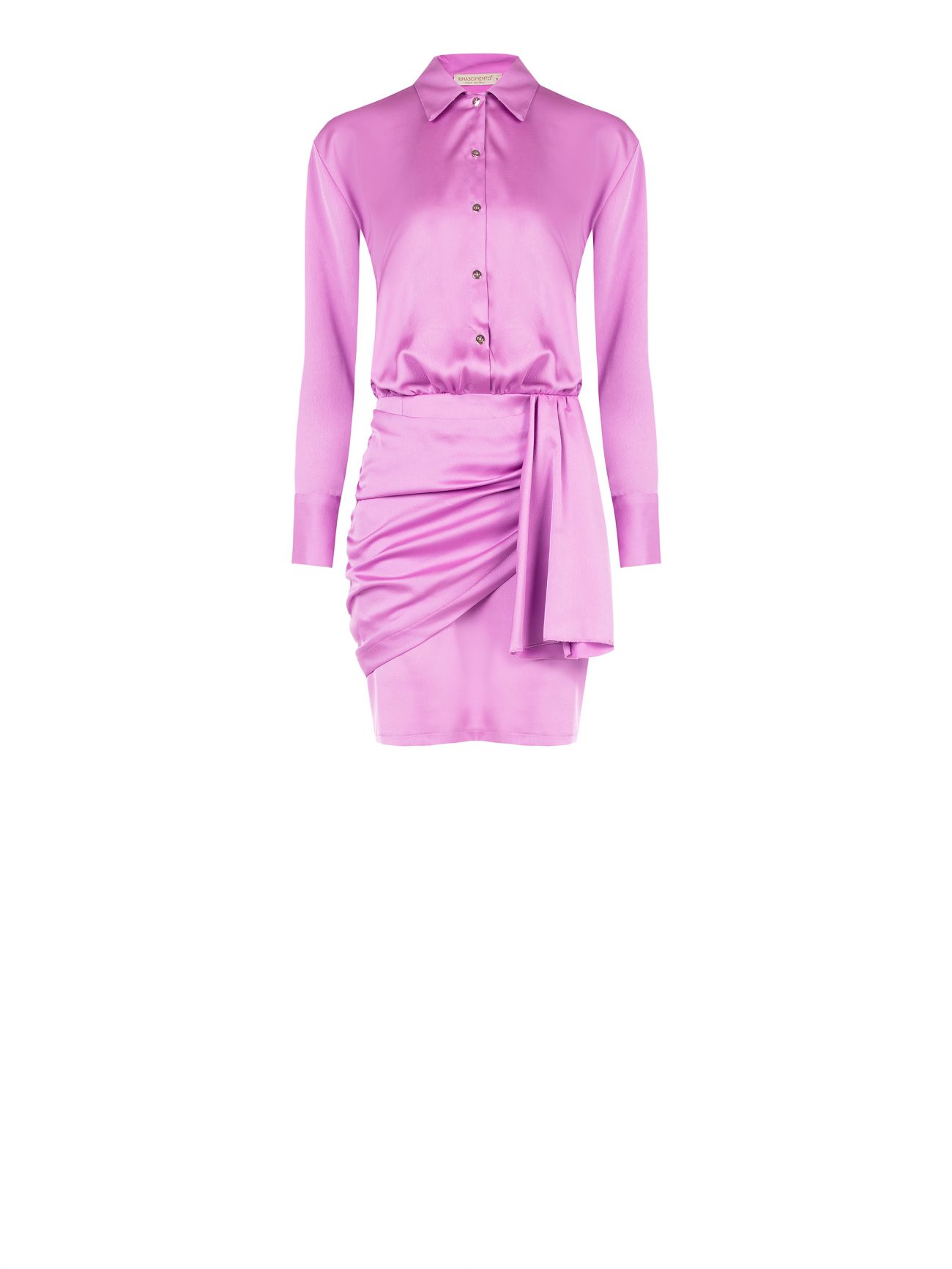 Orchid Pink Shirt Dress in Hammered Satin det_4