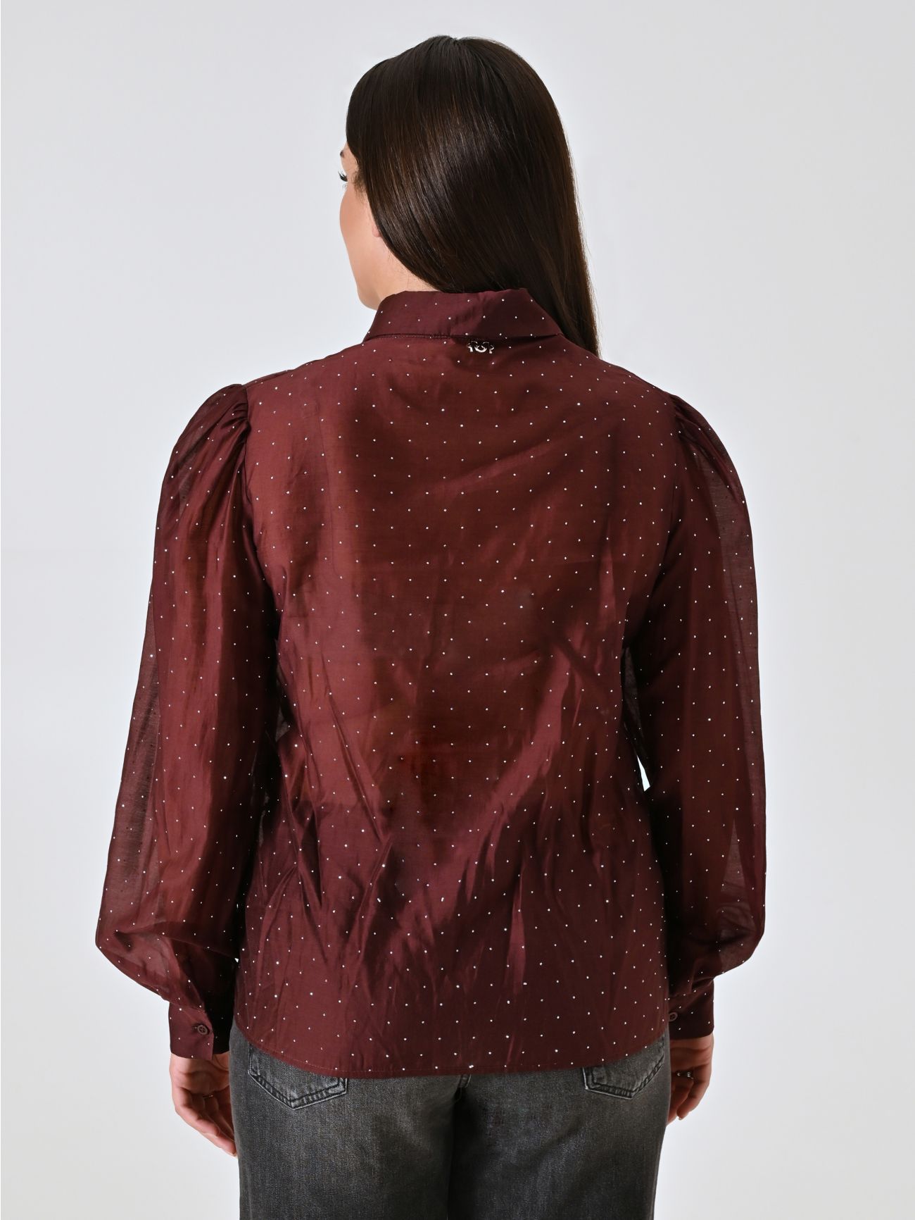 Curvy Burgundy Shirt with Rhinestones det_3