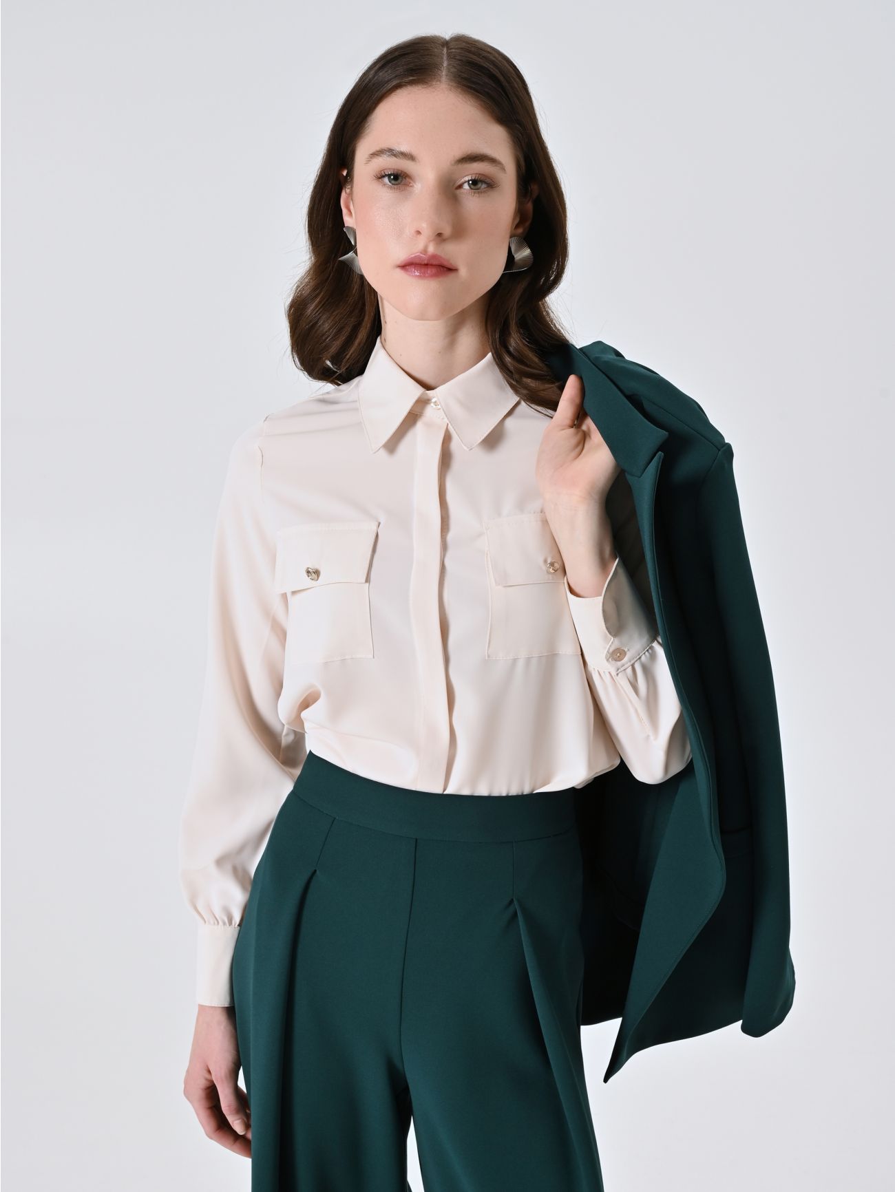 White Shirt with Utility Pockets  Rinascimento