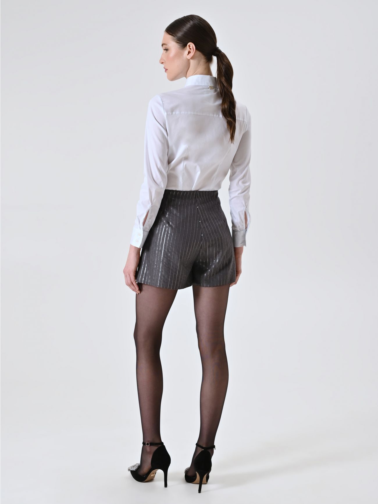 Pinstriped Shorts with Lurex Thread det_3