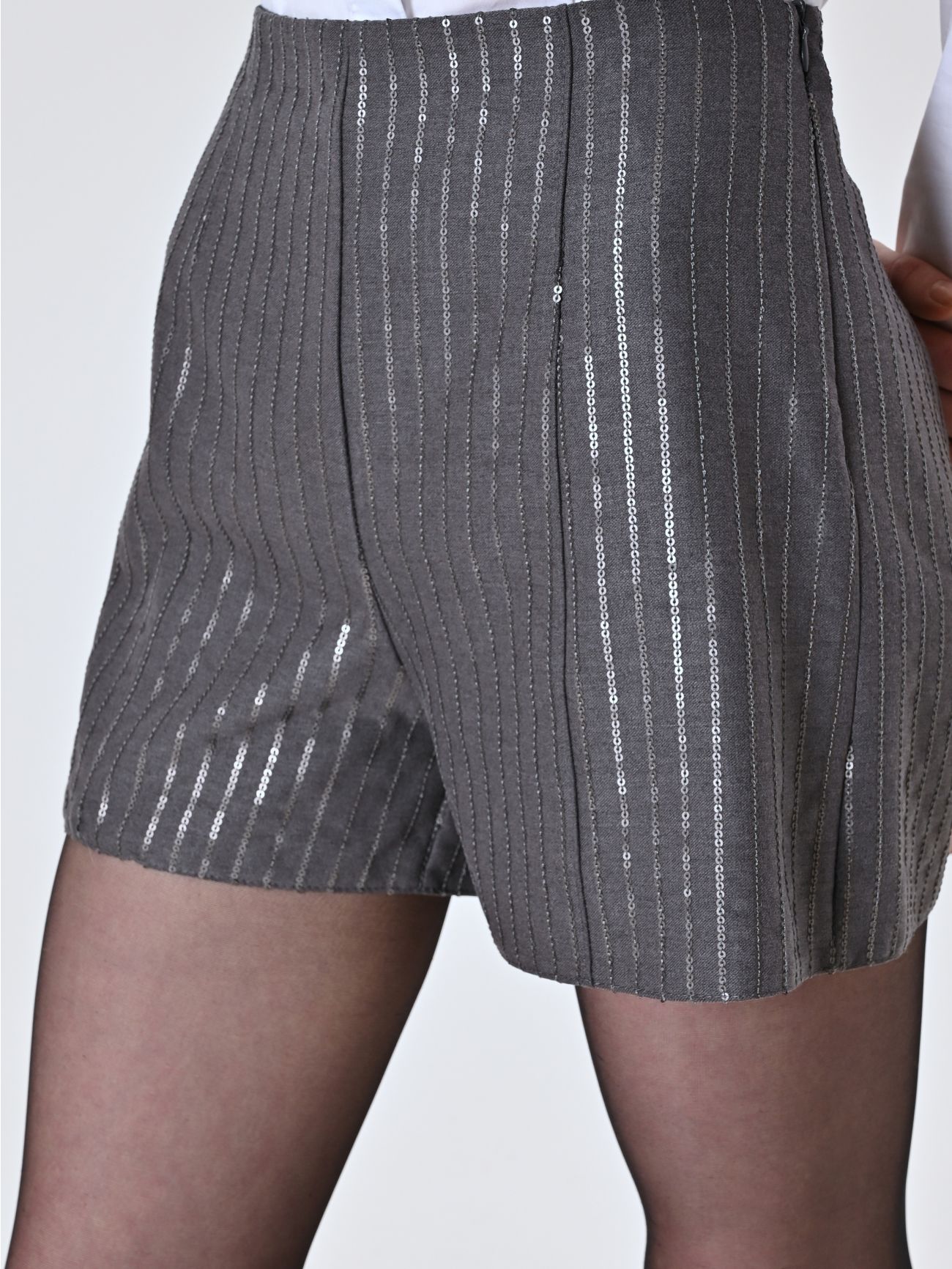 Pinstriped Shorts with Lurex Thread in_i5