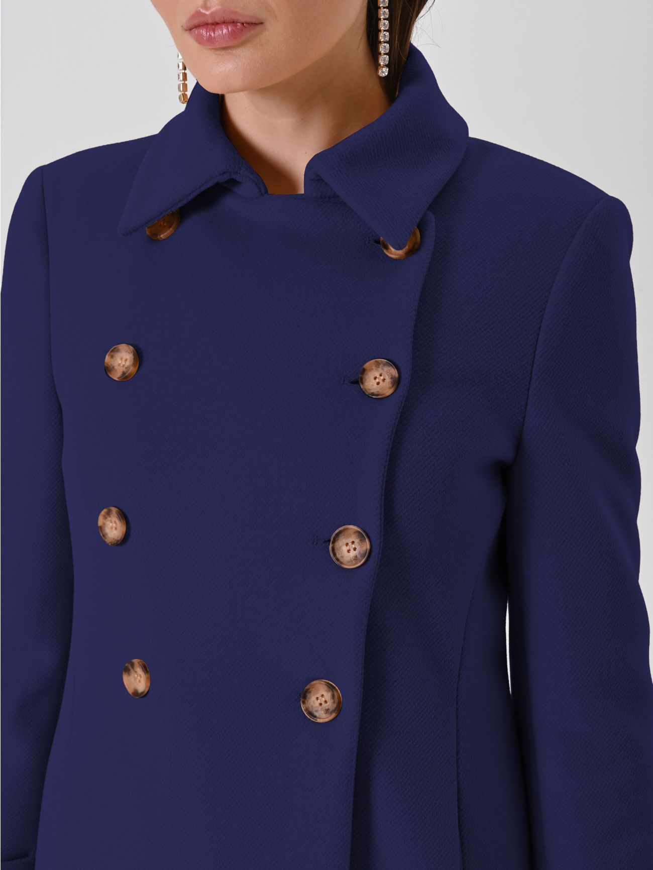 Navy Double-Breasted Long Coat in_i5