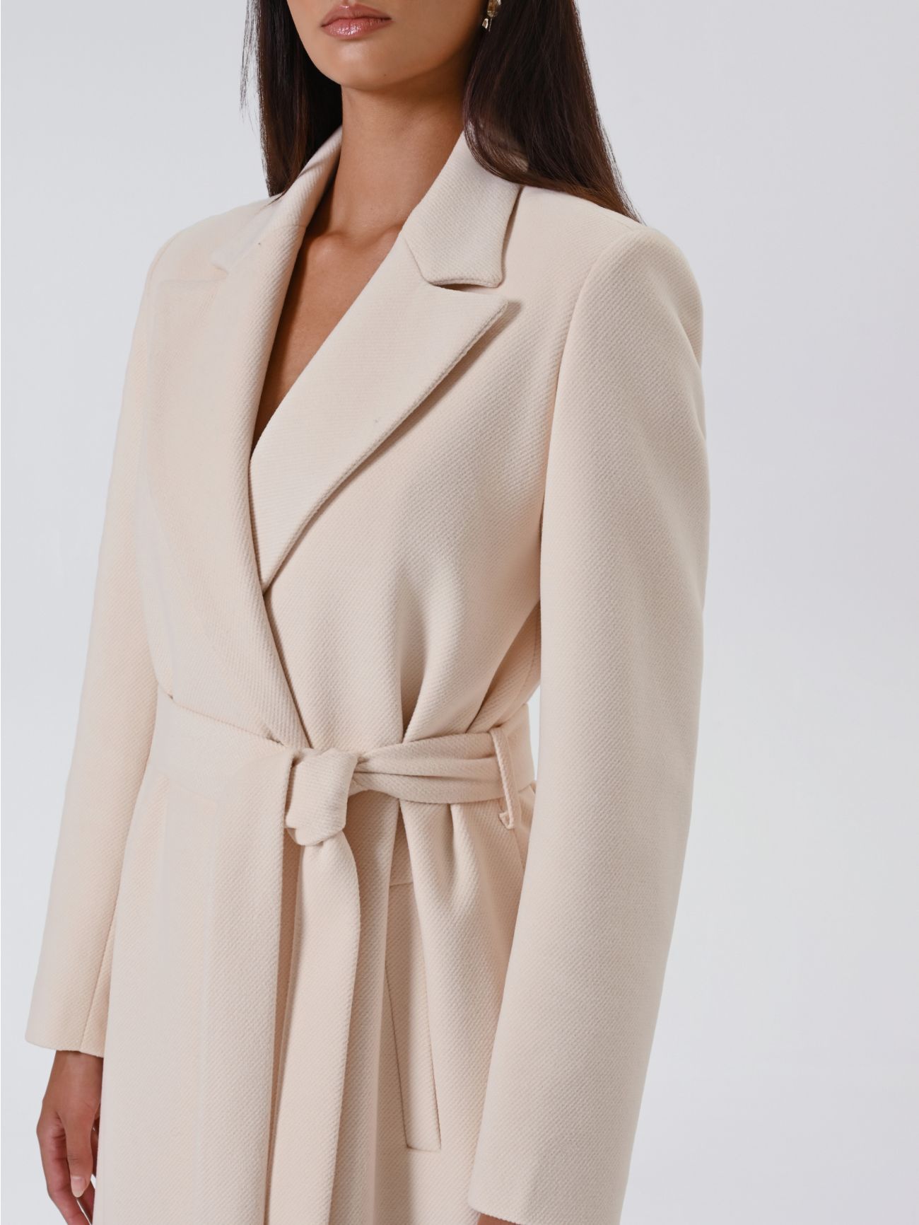 Cappotto Lungo Vestaglia Beige Chiaro in_i5