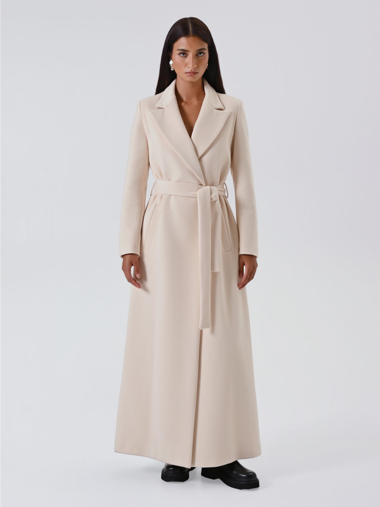 Cappotto Lungo Vestaglia Beige Chiaro in_i7