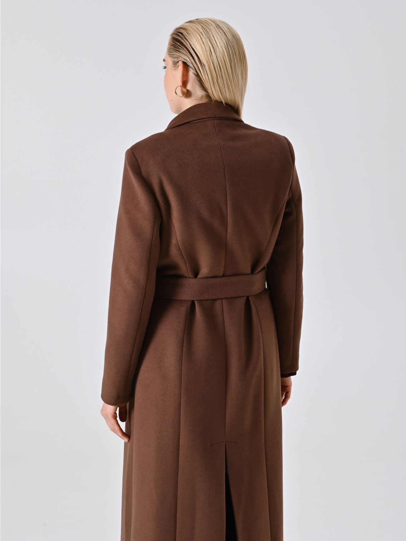 Cappotto Lungo Vestaglia Marrone Cioccolato det_3
