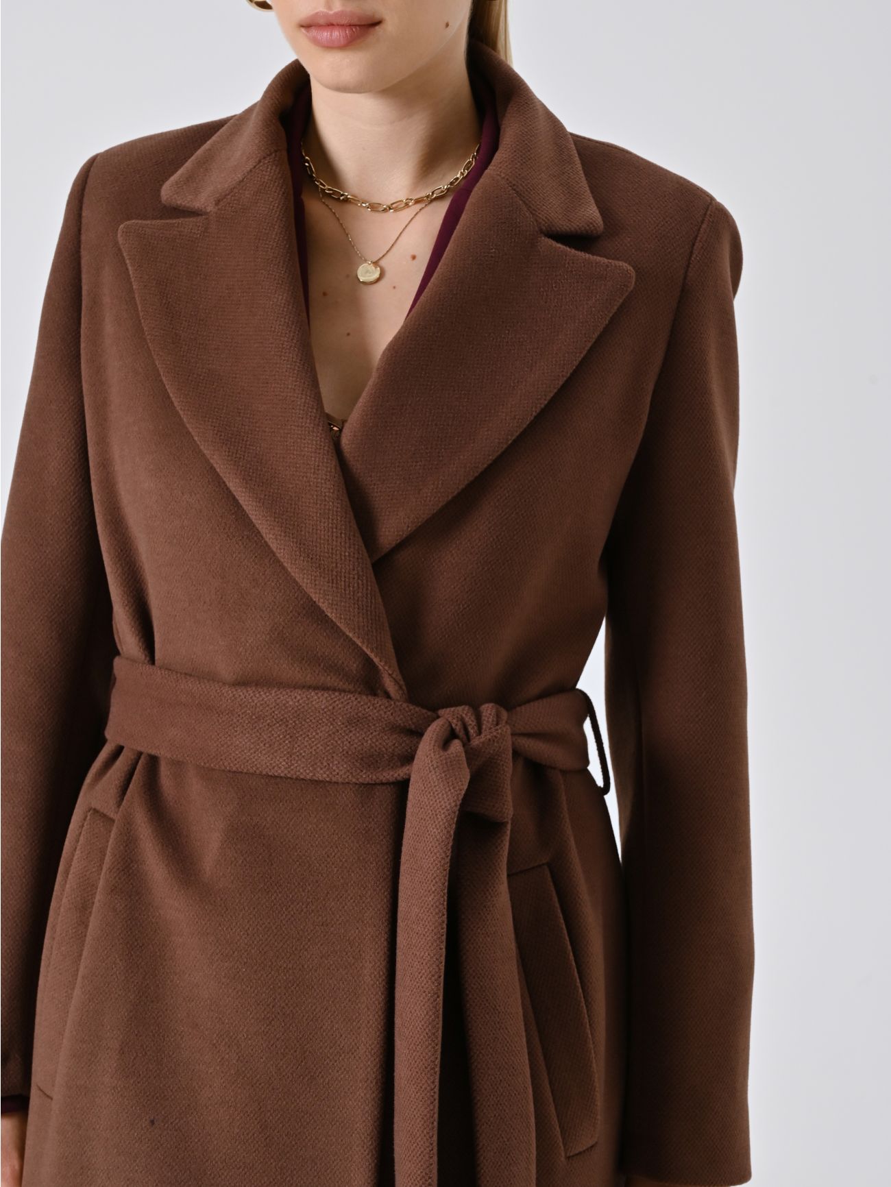 Cappotto Lungo Vestaglia Marrone Cioccolato in_i5