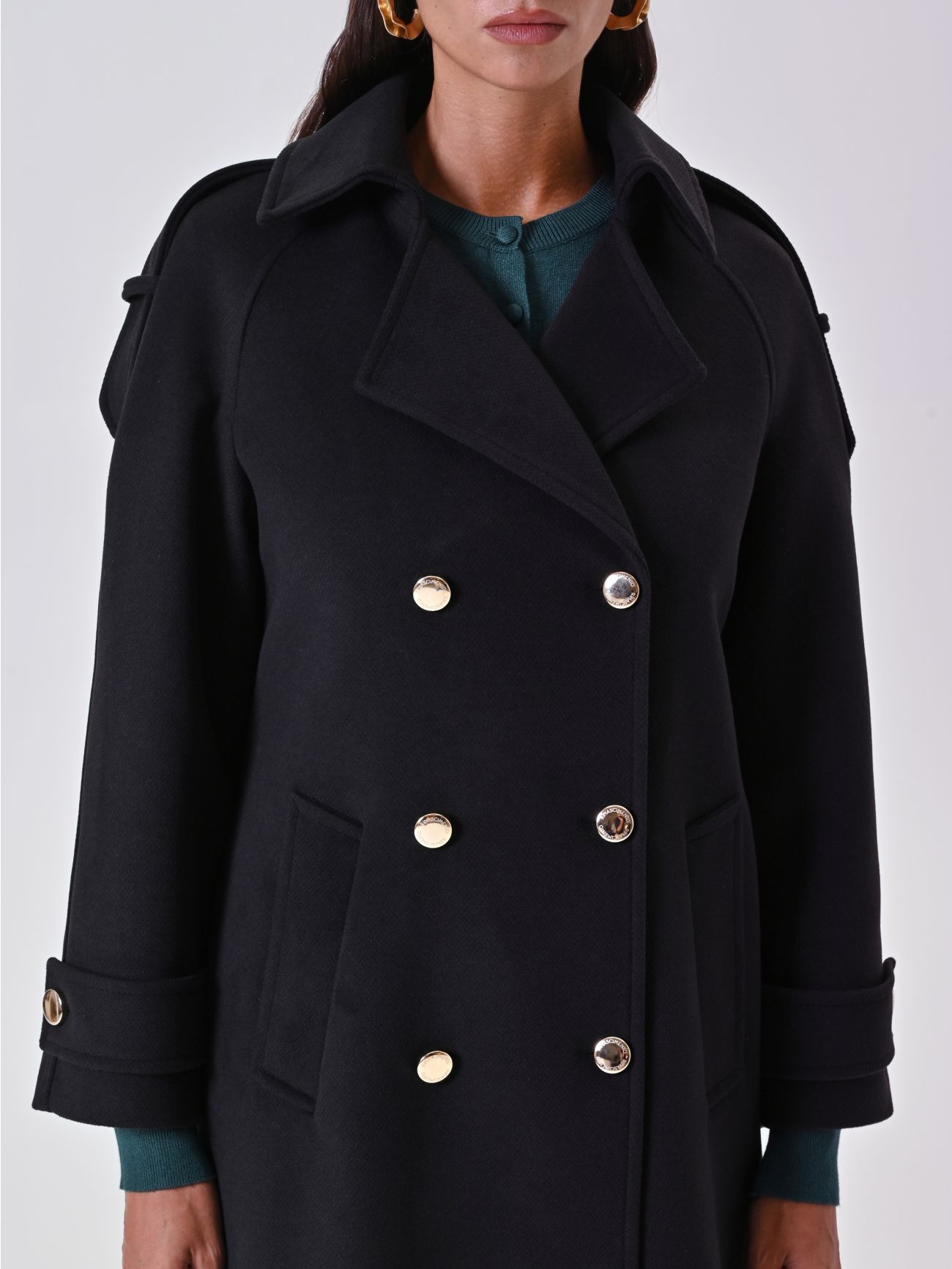 Manteau noir croisé avec pièces in_i5