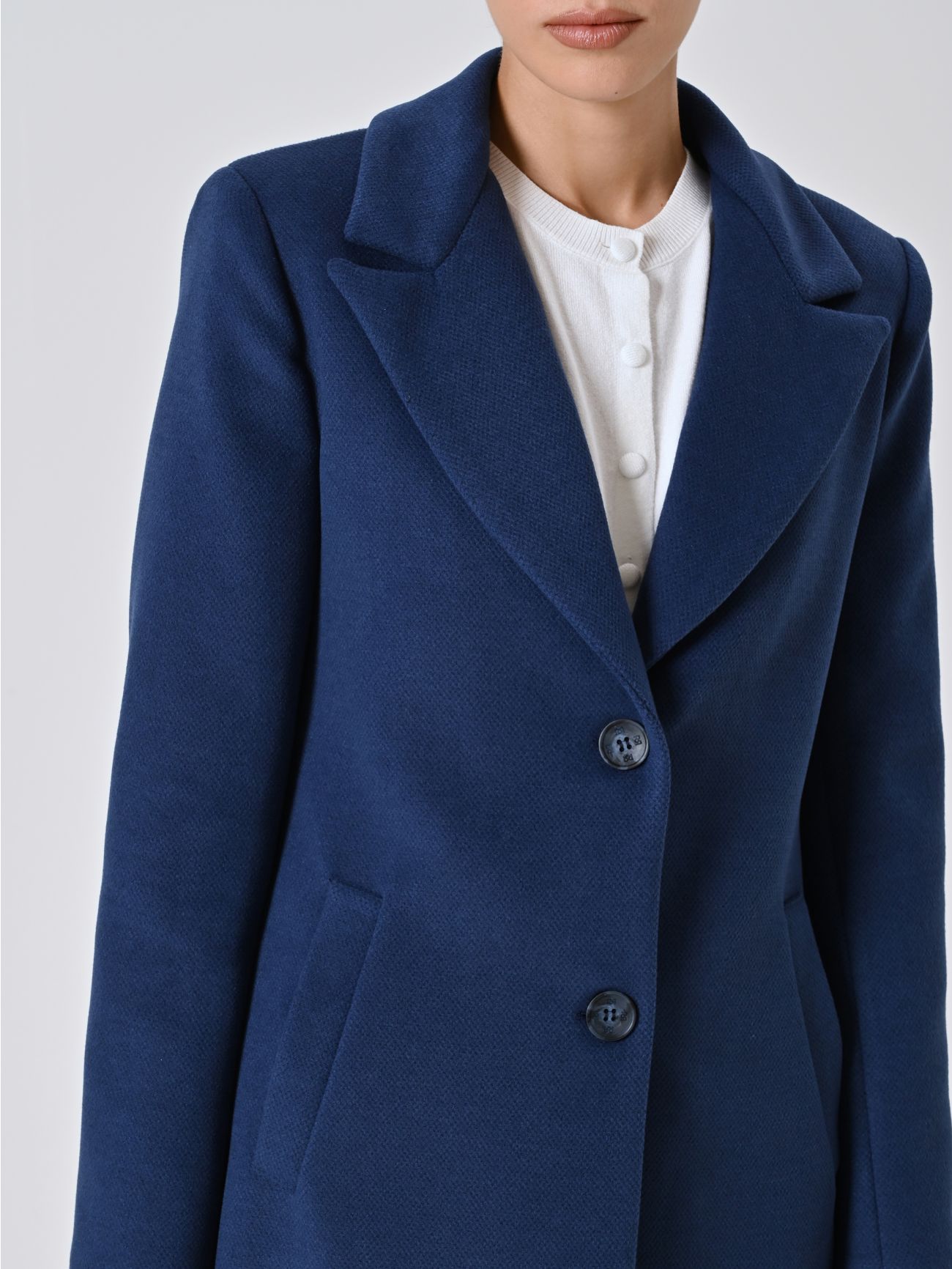 Cappotto Blu Midi in Velour in_i5