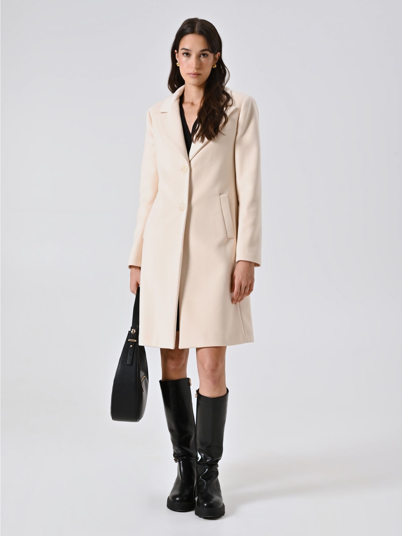 Cappotto Beige Chiaro Midi in Velour  Rinascimento