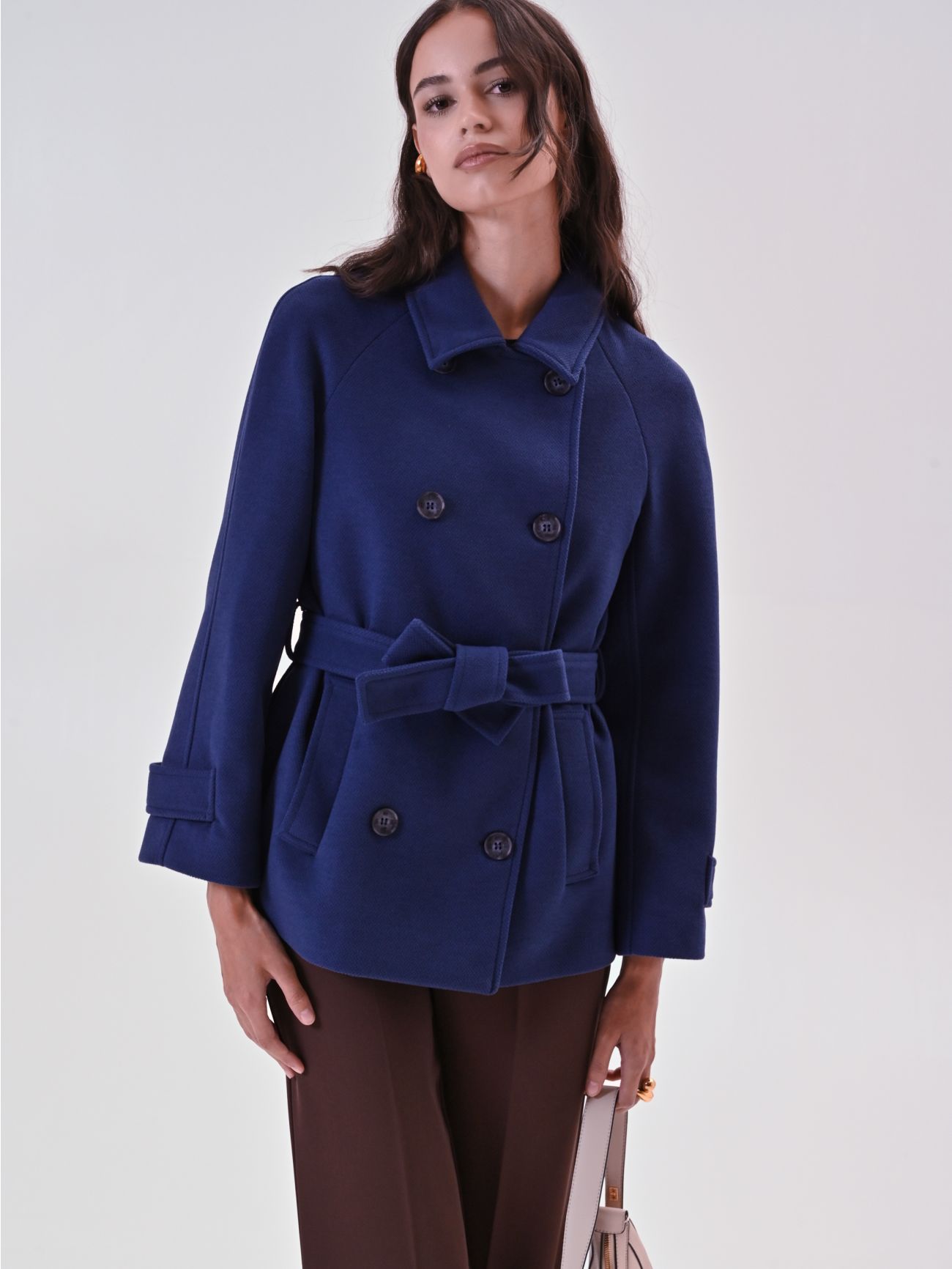 Cappotto Blu Corto in Velour sp_e1