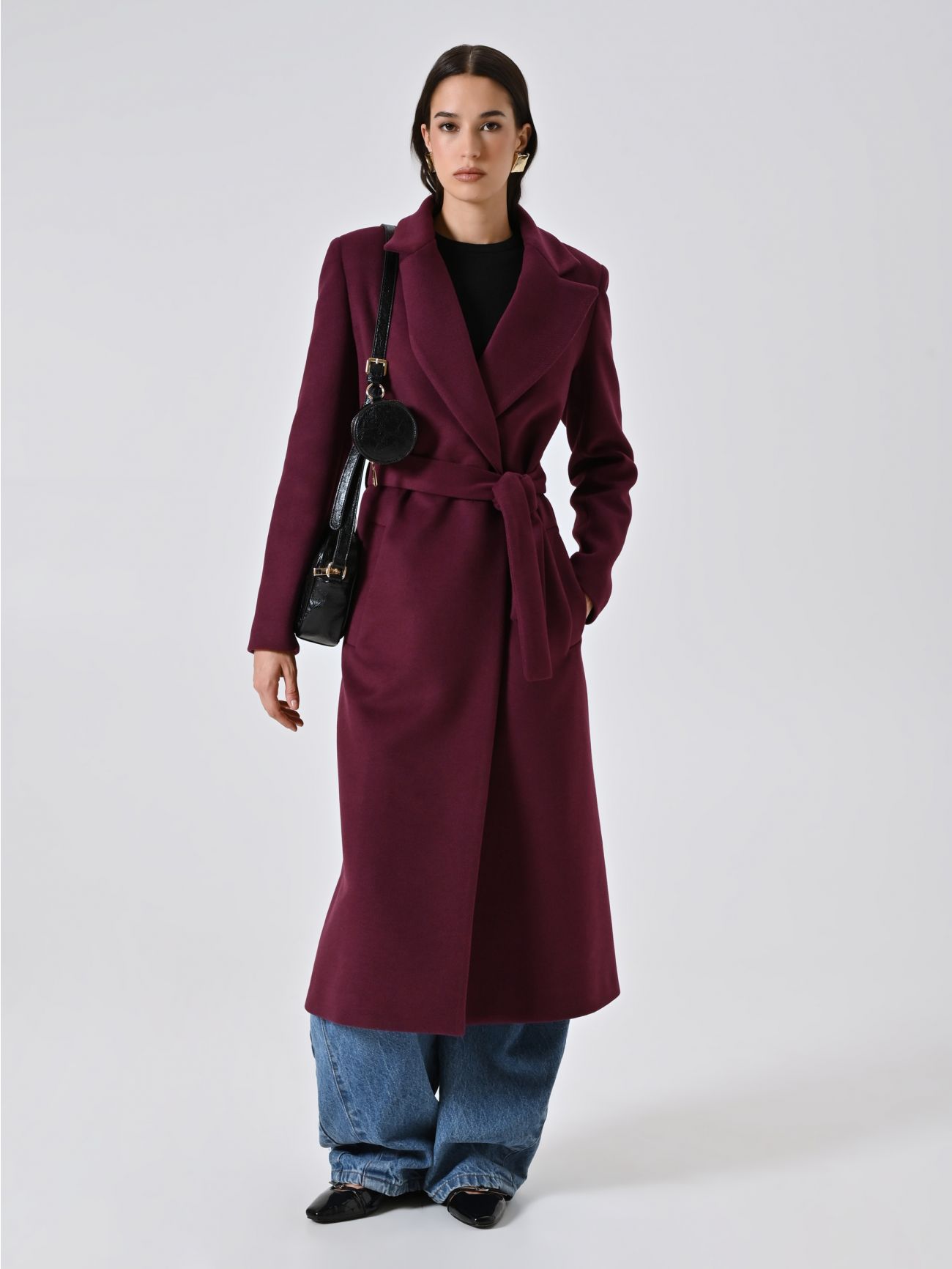 Cappotto Vestaglia Midi Bordeaux  Rinascimento