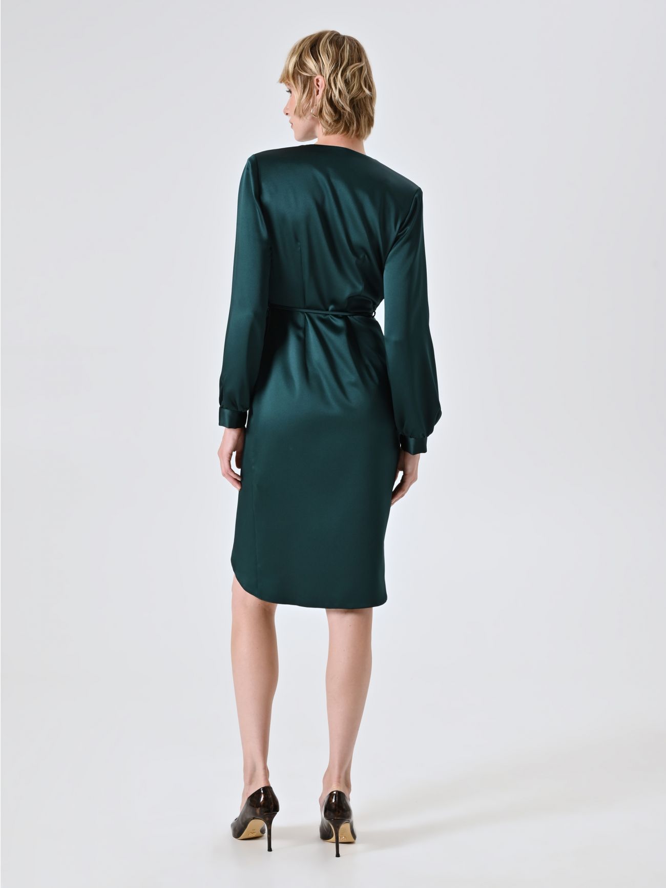 Abito Wrap Verde in Raso det_3