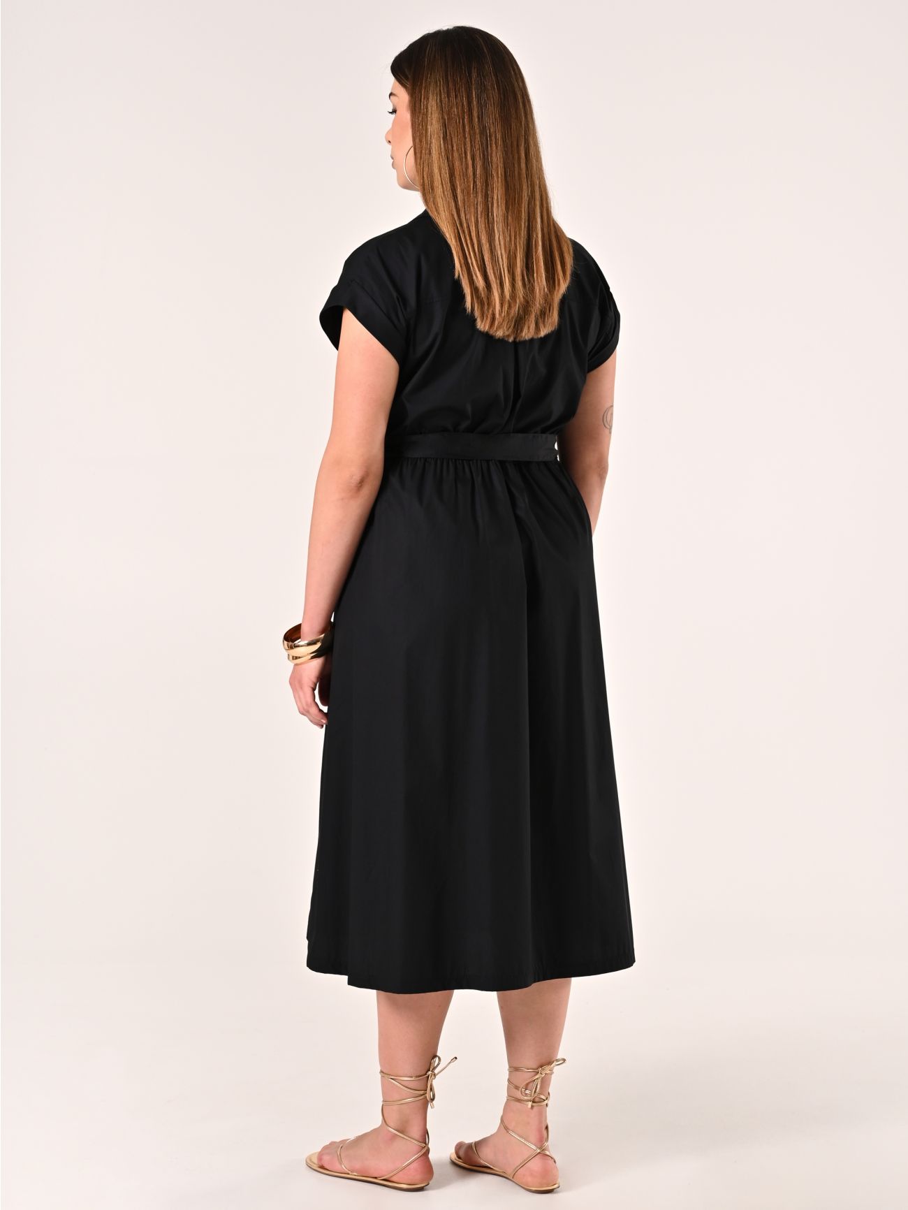 Hemdblusenkleid aus Baumwolle in Schwarz det_3