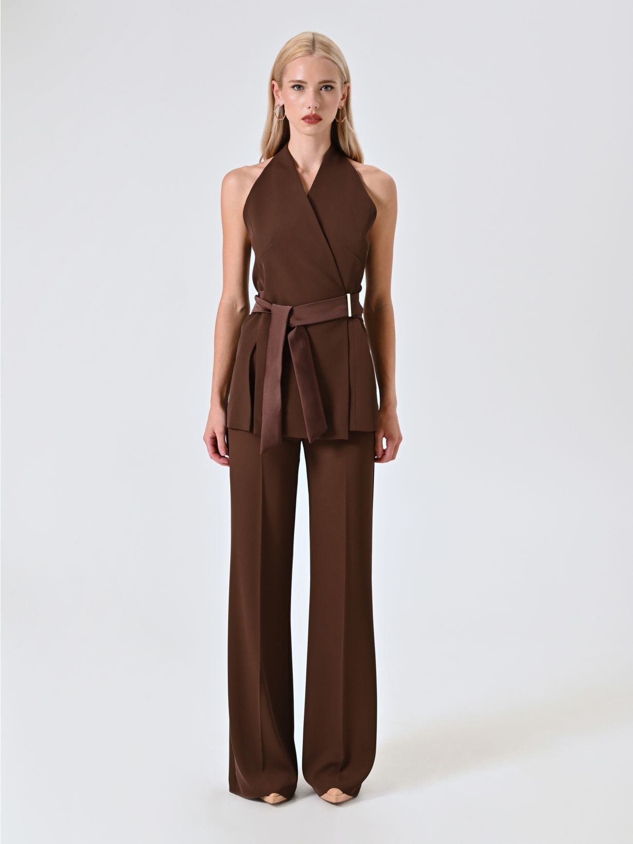 Chocolate Waistcoat with Satin Ribbons det_1