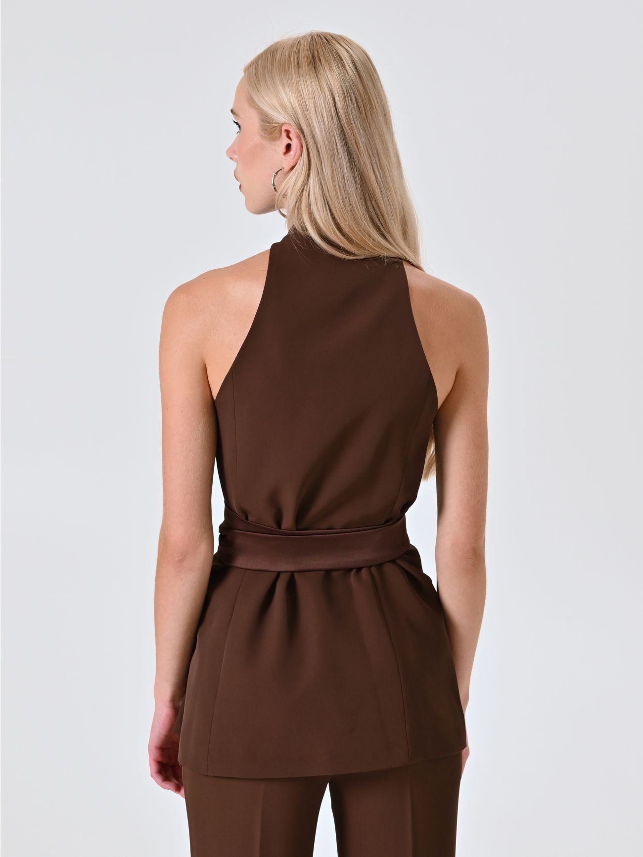 Chocolate Waistcoat with Satin Ribbons det_3