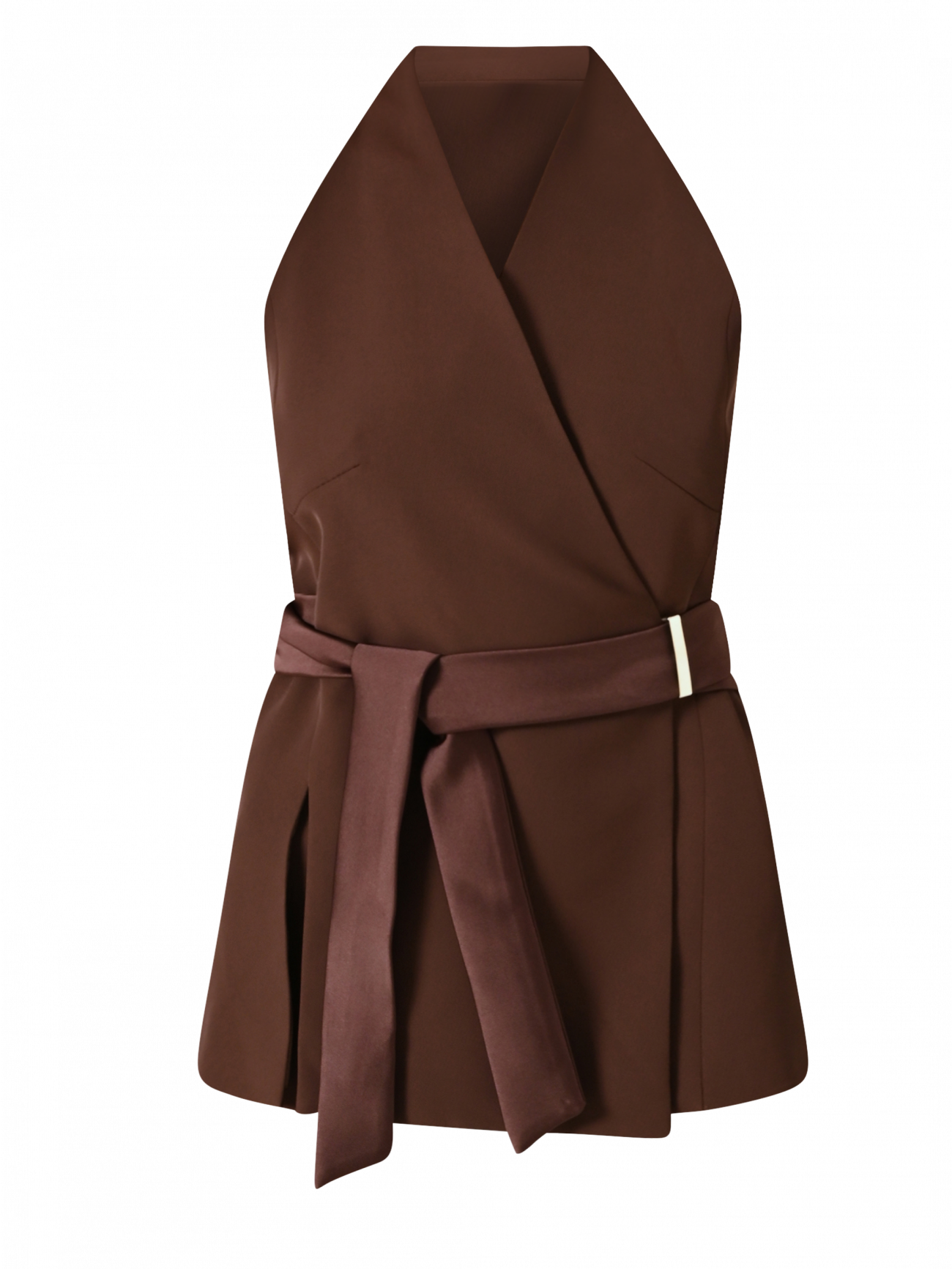 Chocolate Waistcoat with Satin Ribbons det_4