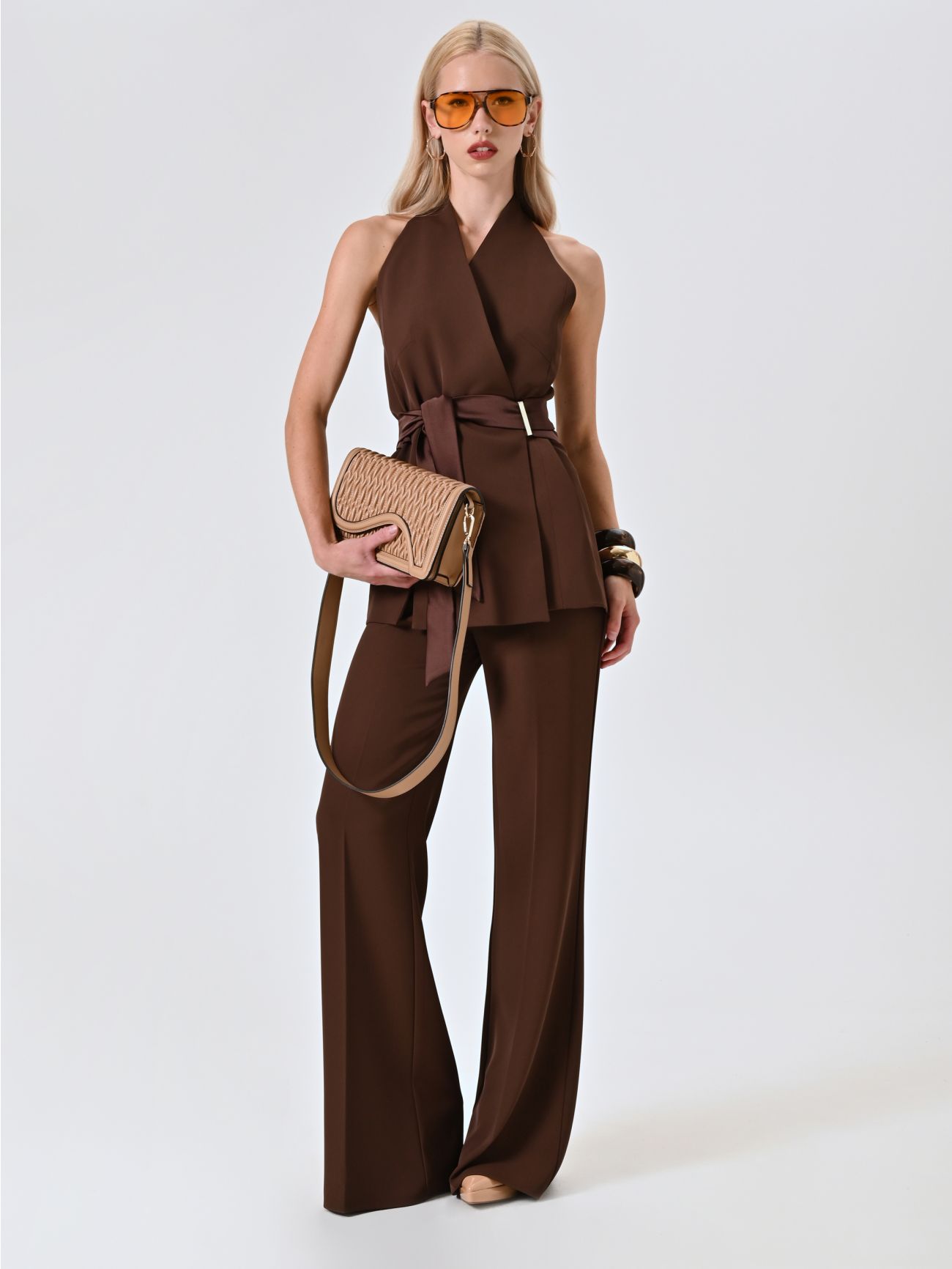 Chocolate Waistcoat with Satin Ribbons in_i4