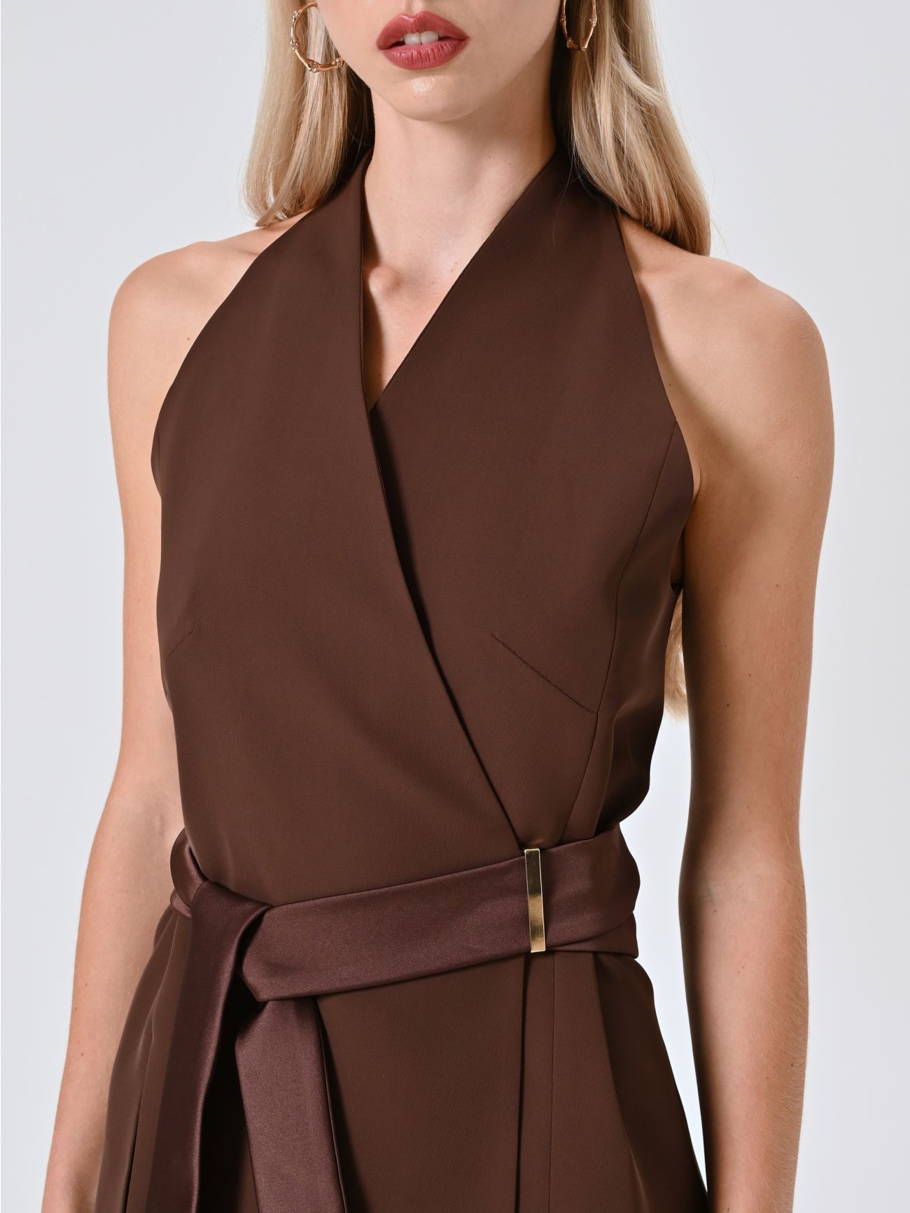 Chocolate Waistcoat with Satin Ribbons in_i5