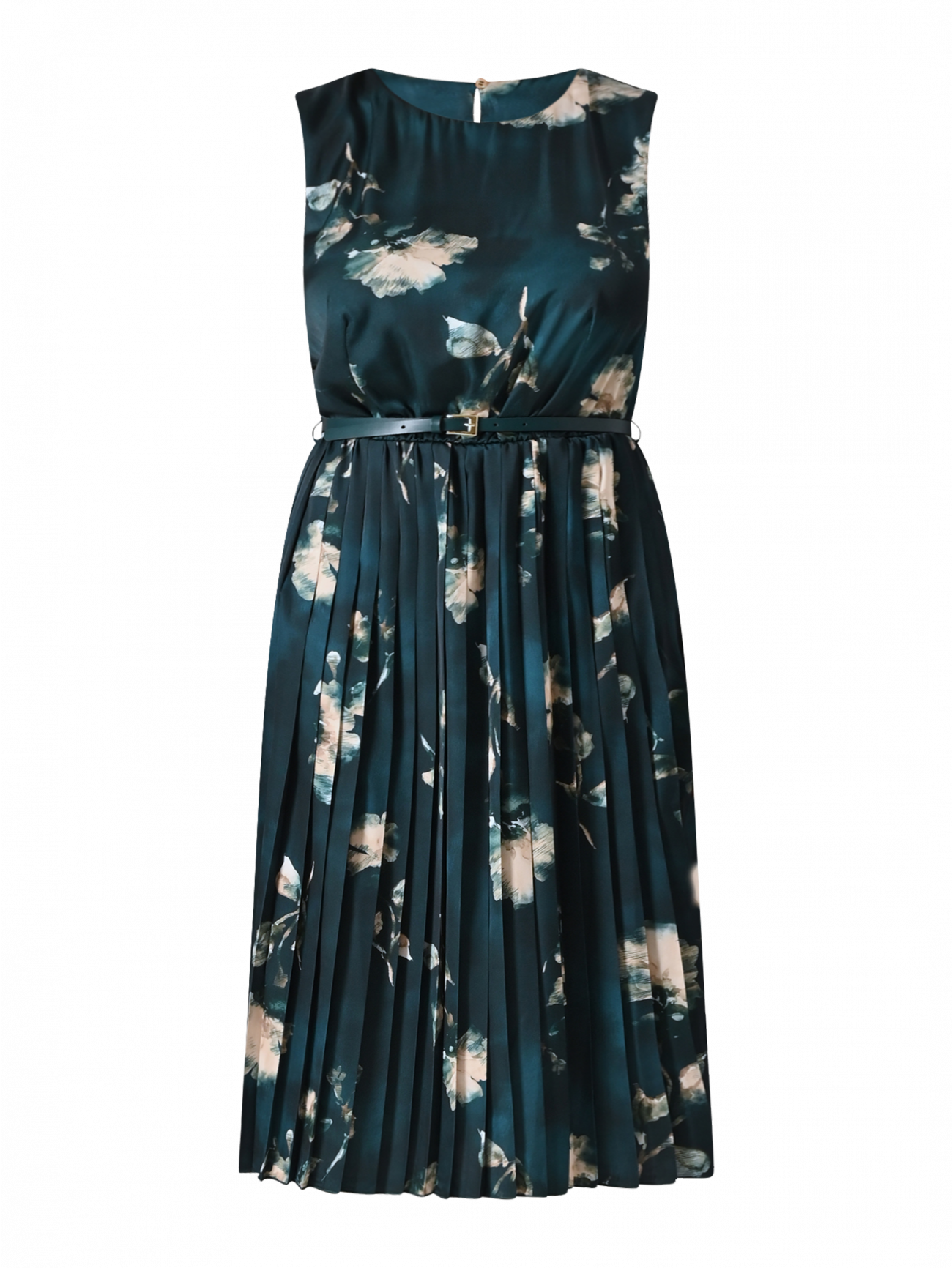 Grünes Plissee-Kleid mit Blumenmuster det_4