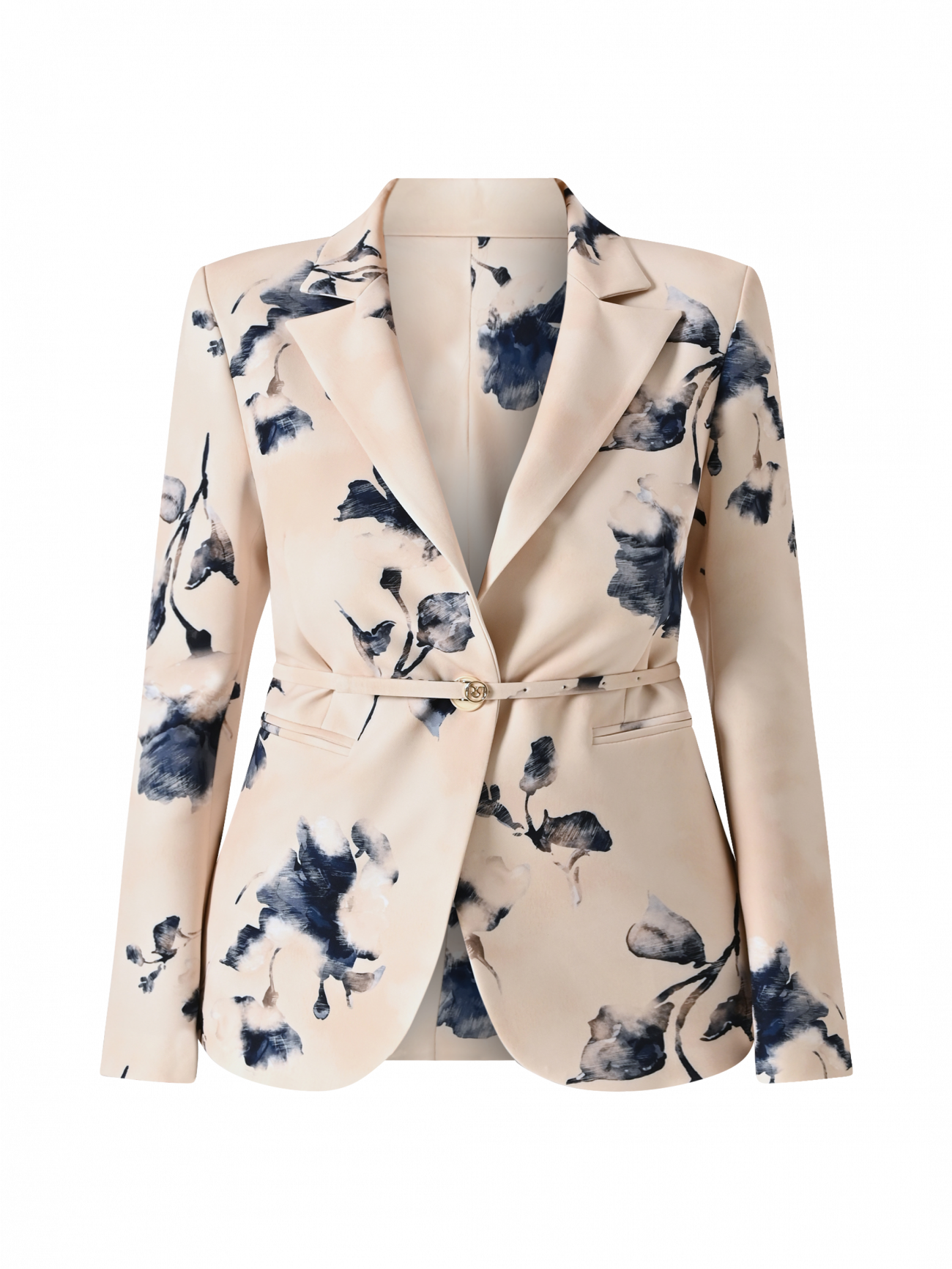 Jacke mit Blumenmuster und schmalem Gürtel det_4