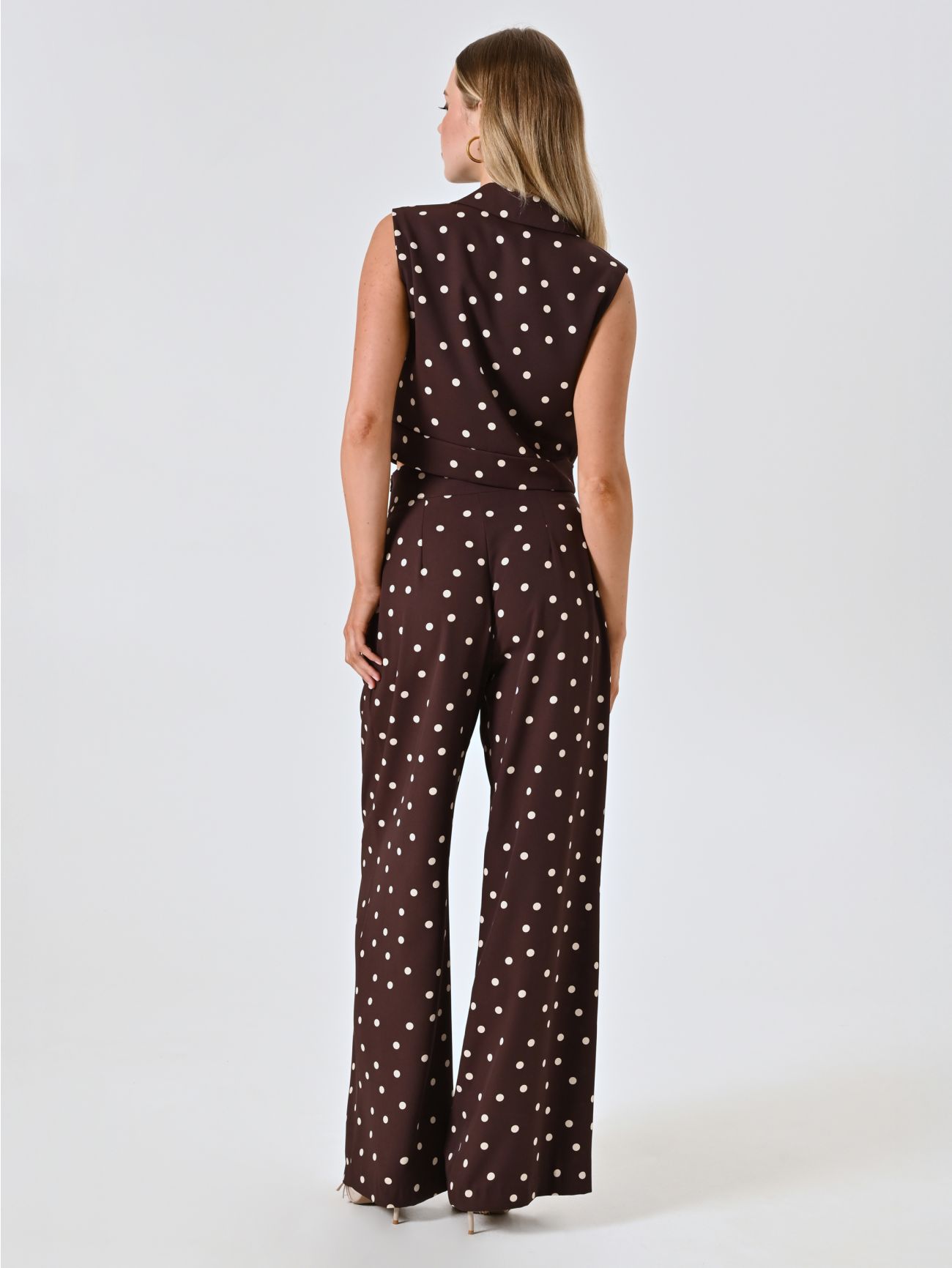 Pantaloni Marroni con Pois Bianchi det_3