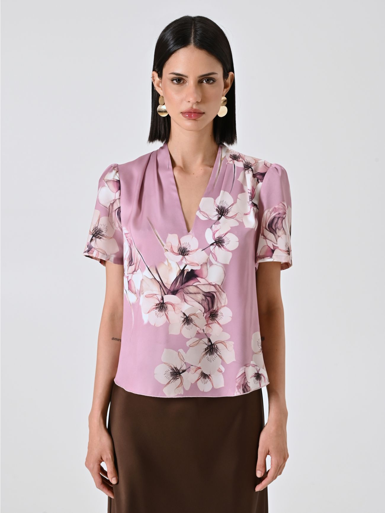 Blouse imprimé fleuri rose mauve det_2