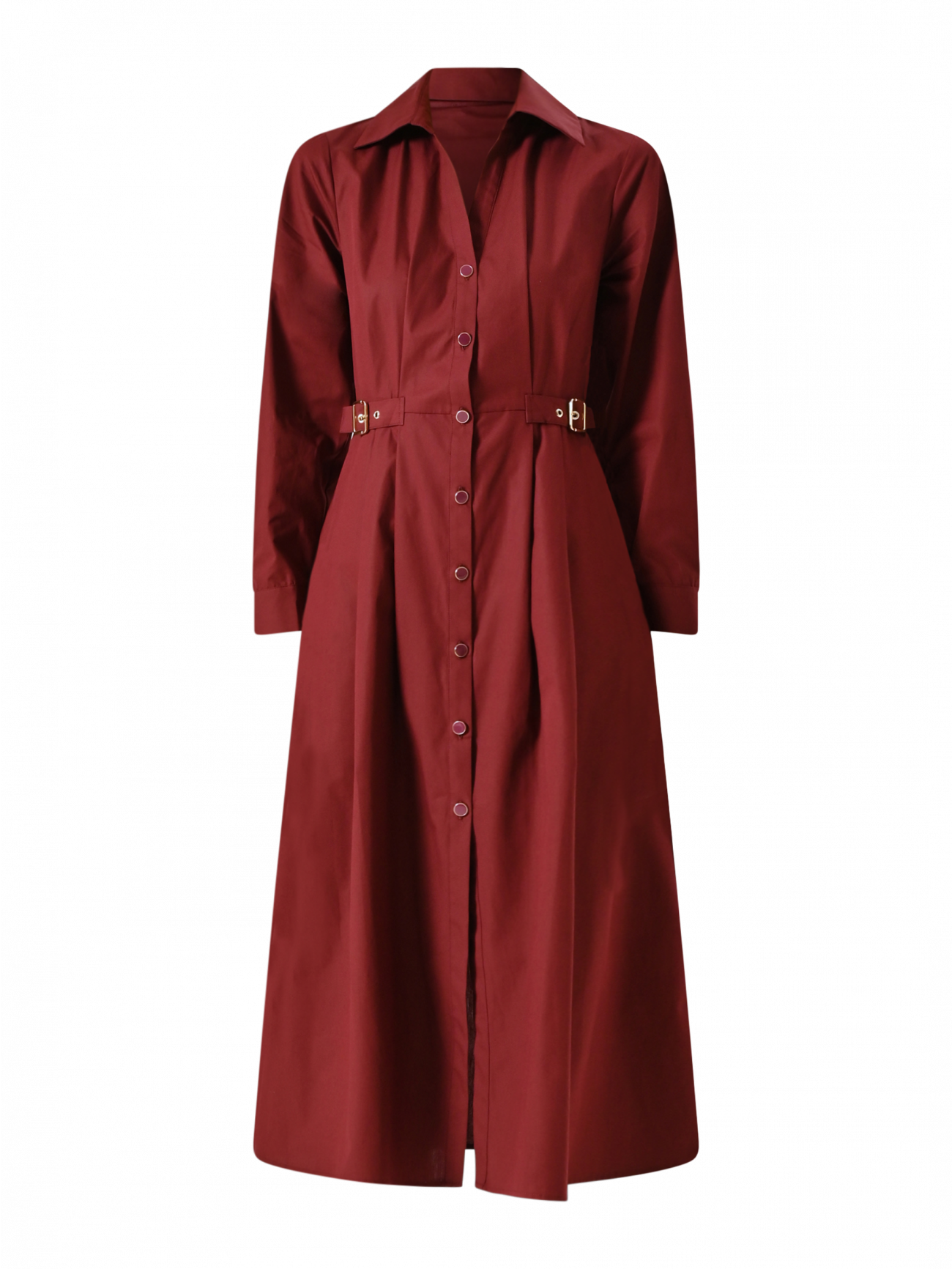 Robe chemise bordeaux à boucles det_4