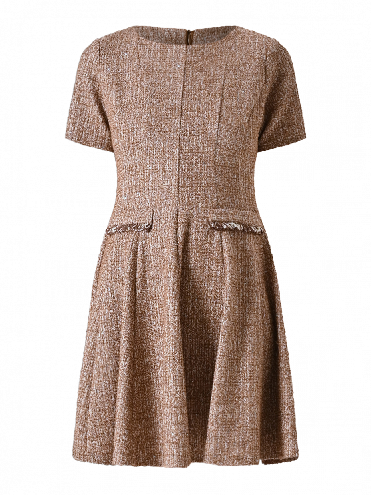 Robe en tweed camel det_4