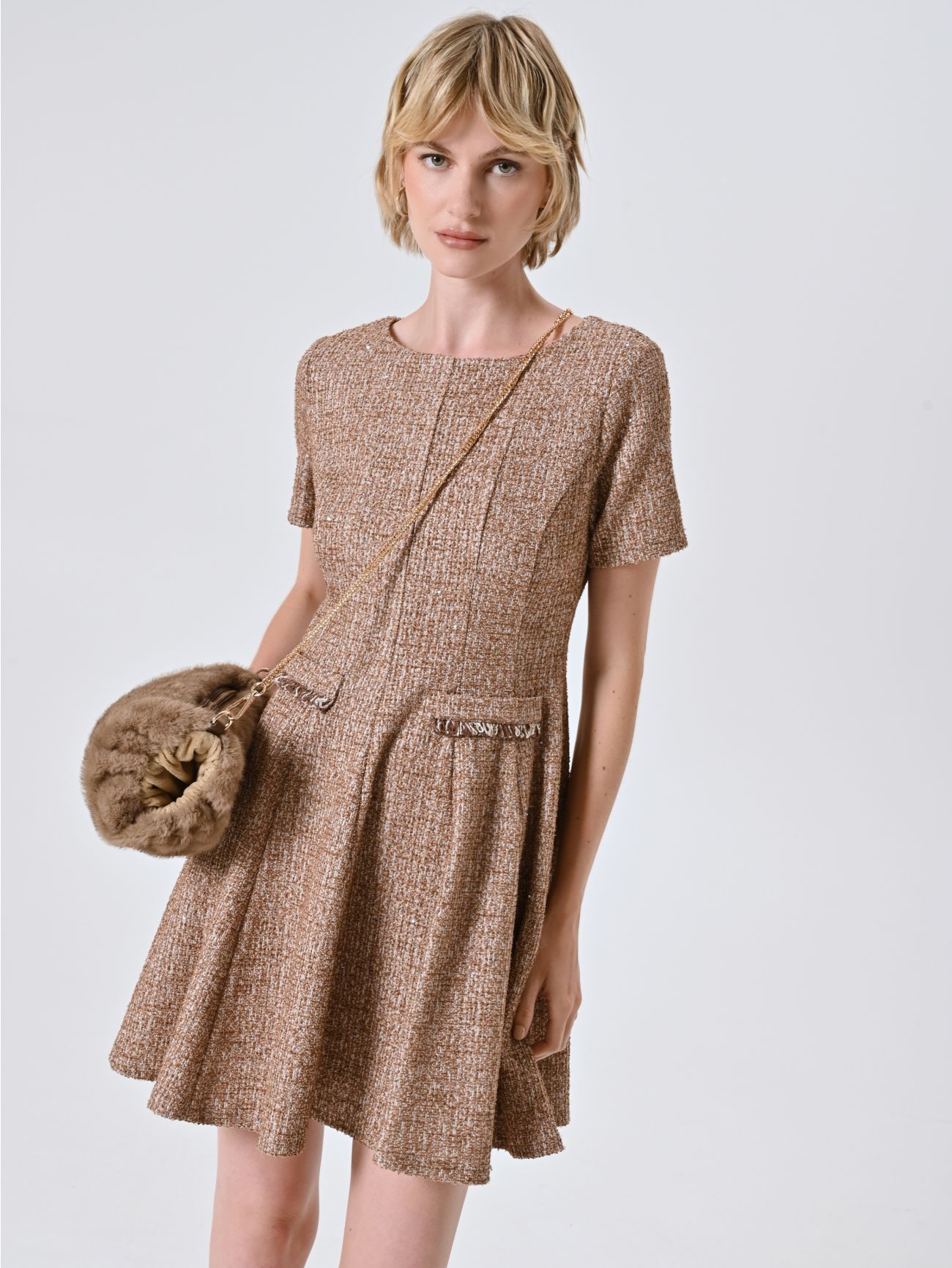 Camel Tweed Dress  Rinascimento