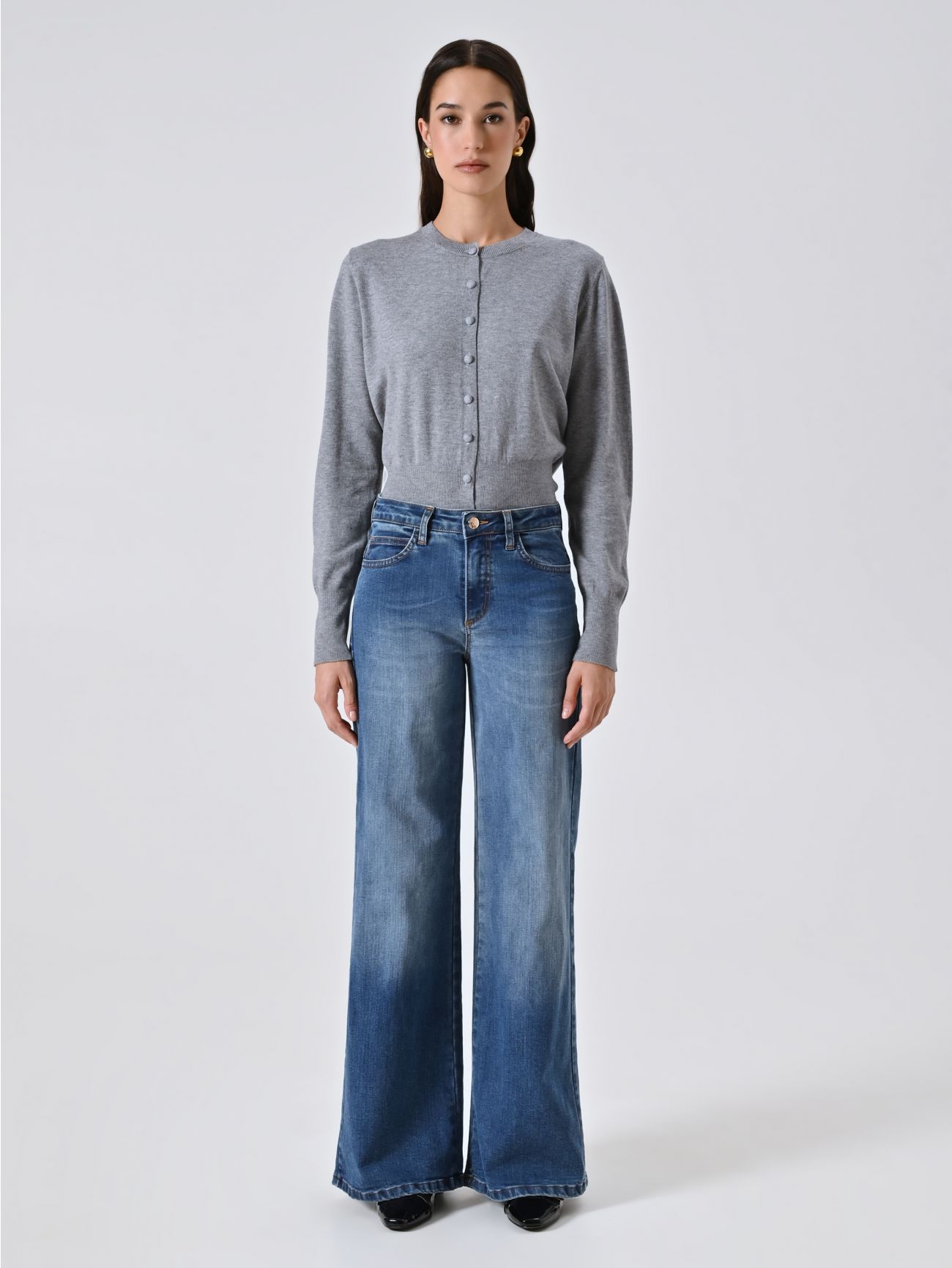 Jeans Palazzo Bootcut Lavaggio Medio det_1
