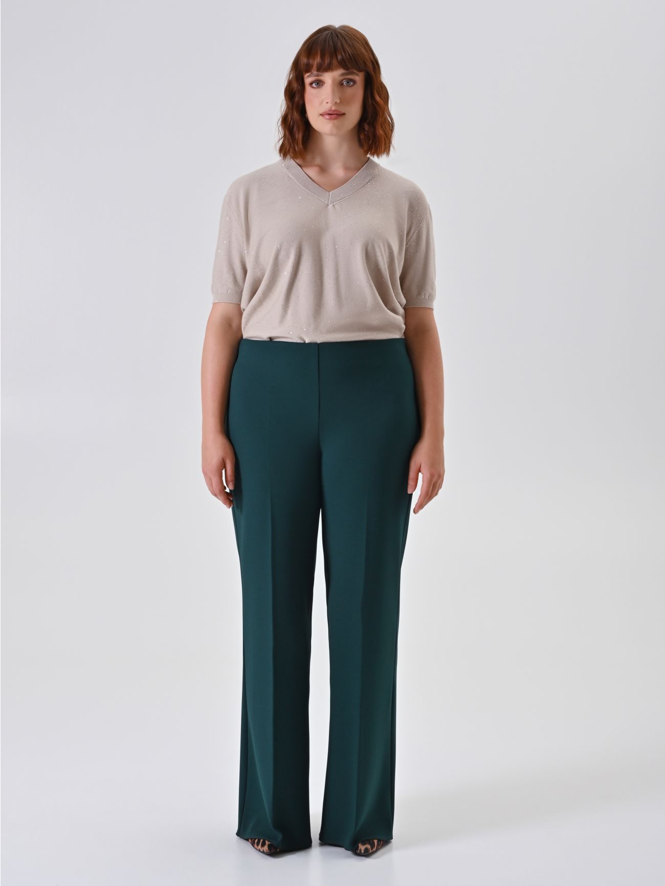 Green Curvy Palazzo Pants det_1