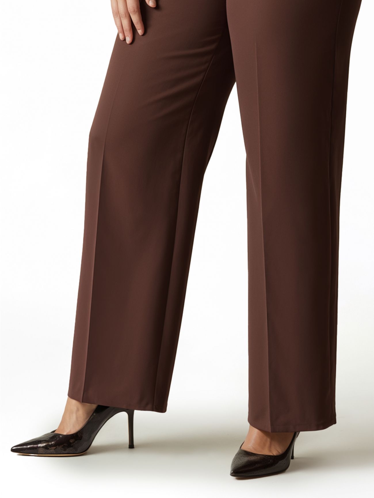 Chocolate Curvy Palazzo Trousers det_3