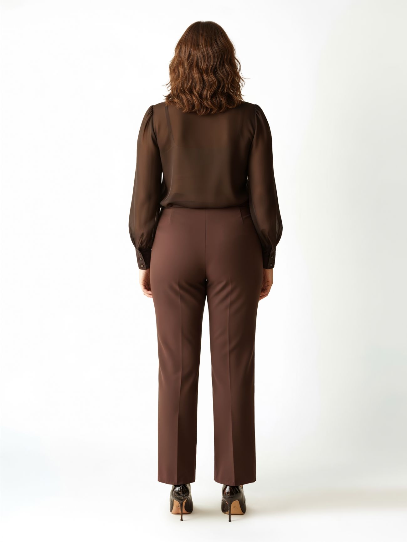Chocolate Curvy Palazzo Trousers in_i5