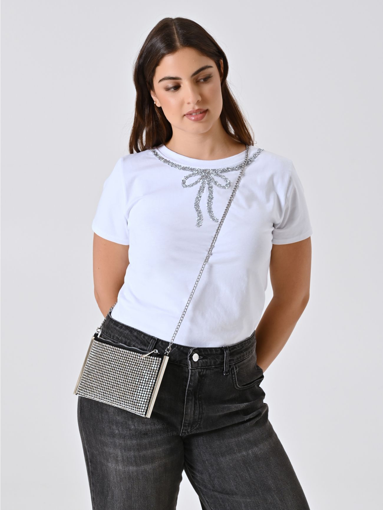  Curvy T-Shirt with Rhinestone Bow  Rinascimento