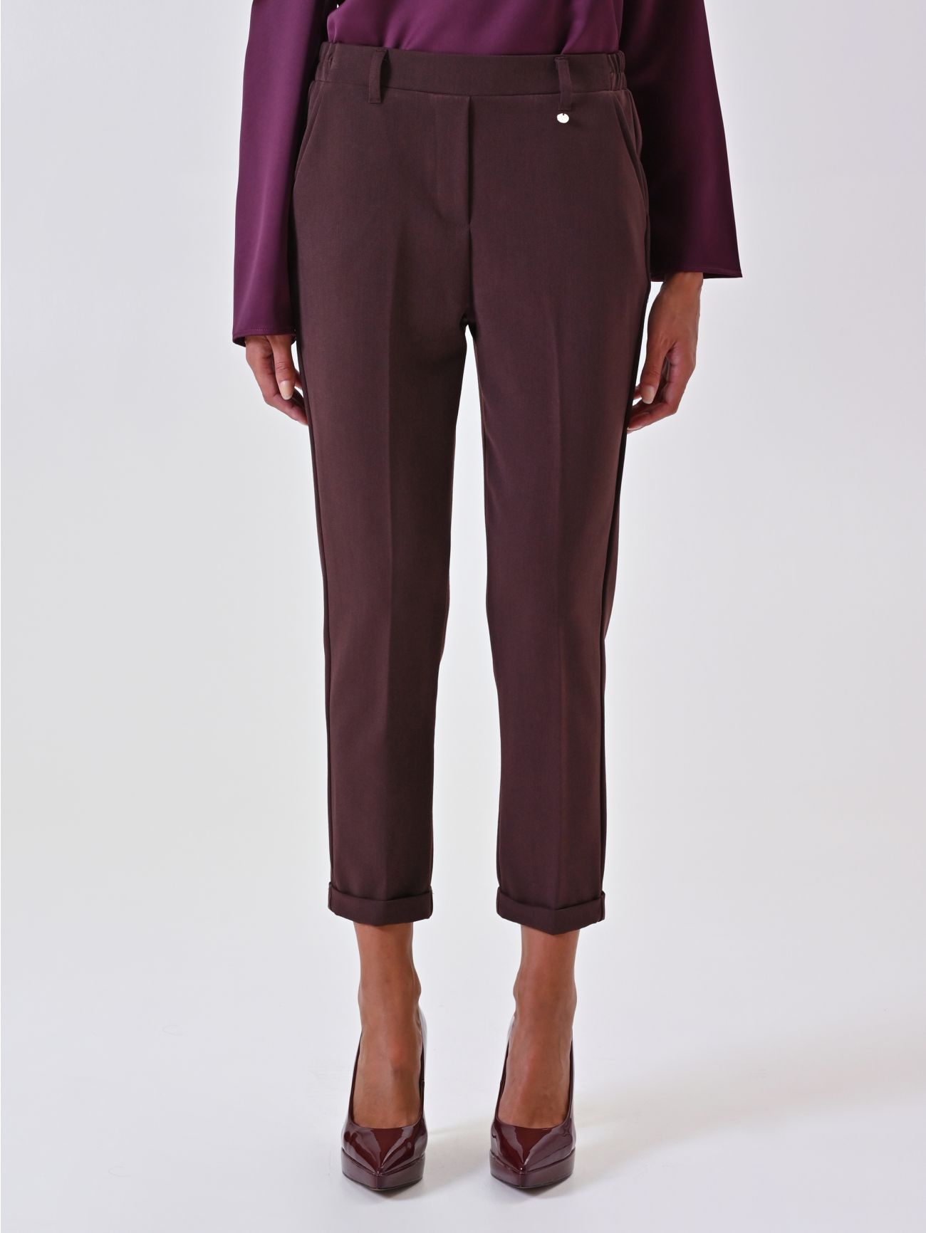 Pantalon marron en viscose mélangée det_2
