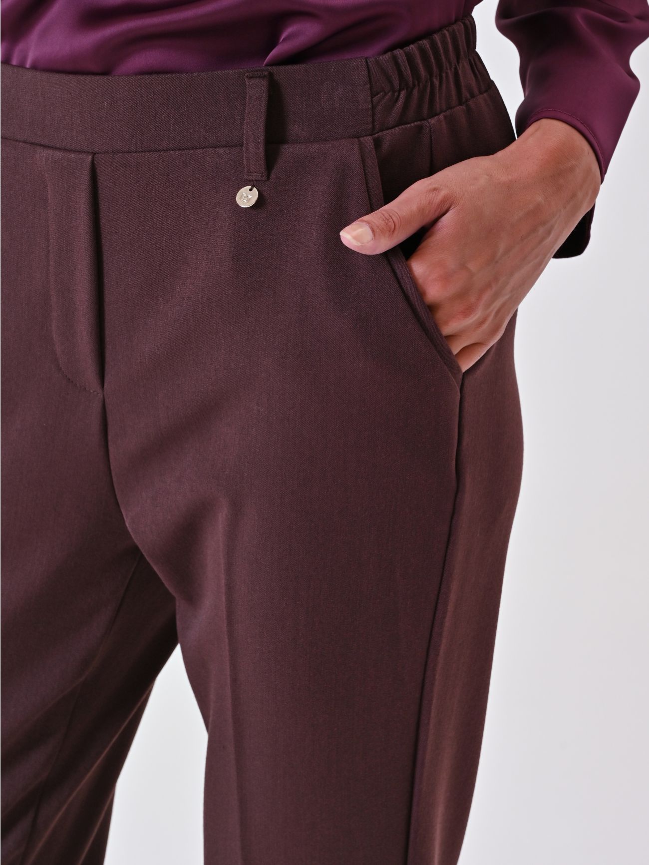 Pantalon marron en viscose mélangée in_i5