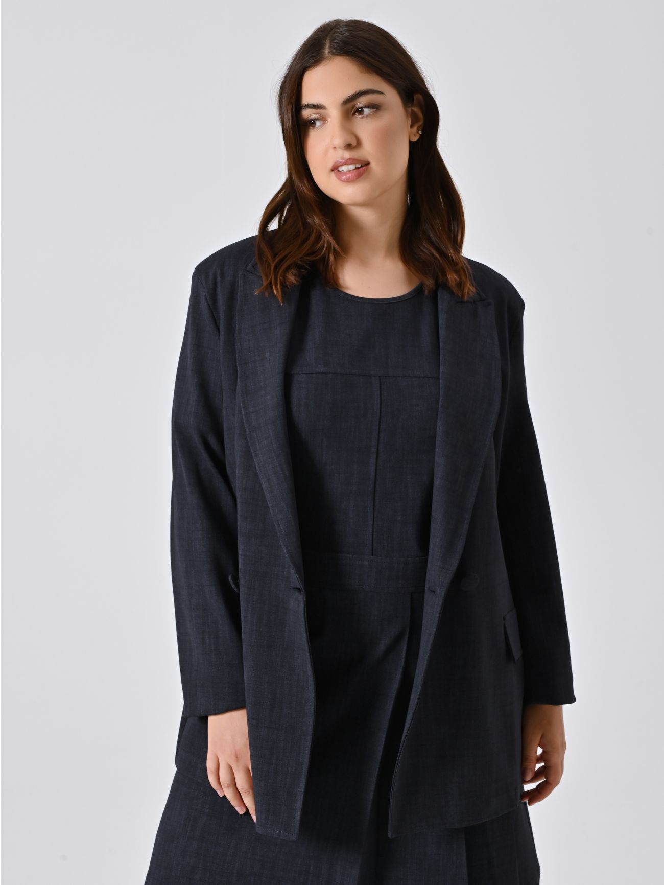 Chaqueta curvy en punto milano flamé efecto denim in_i7