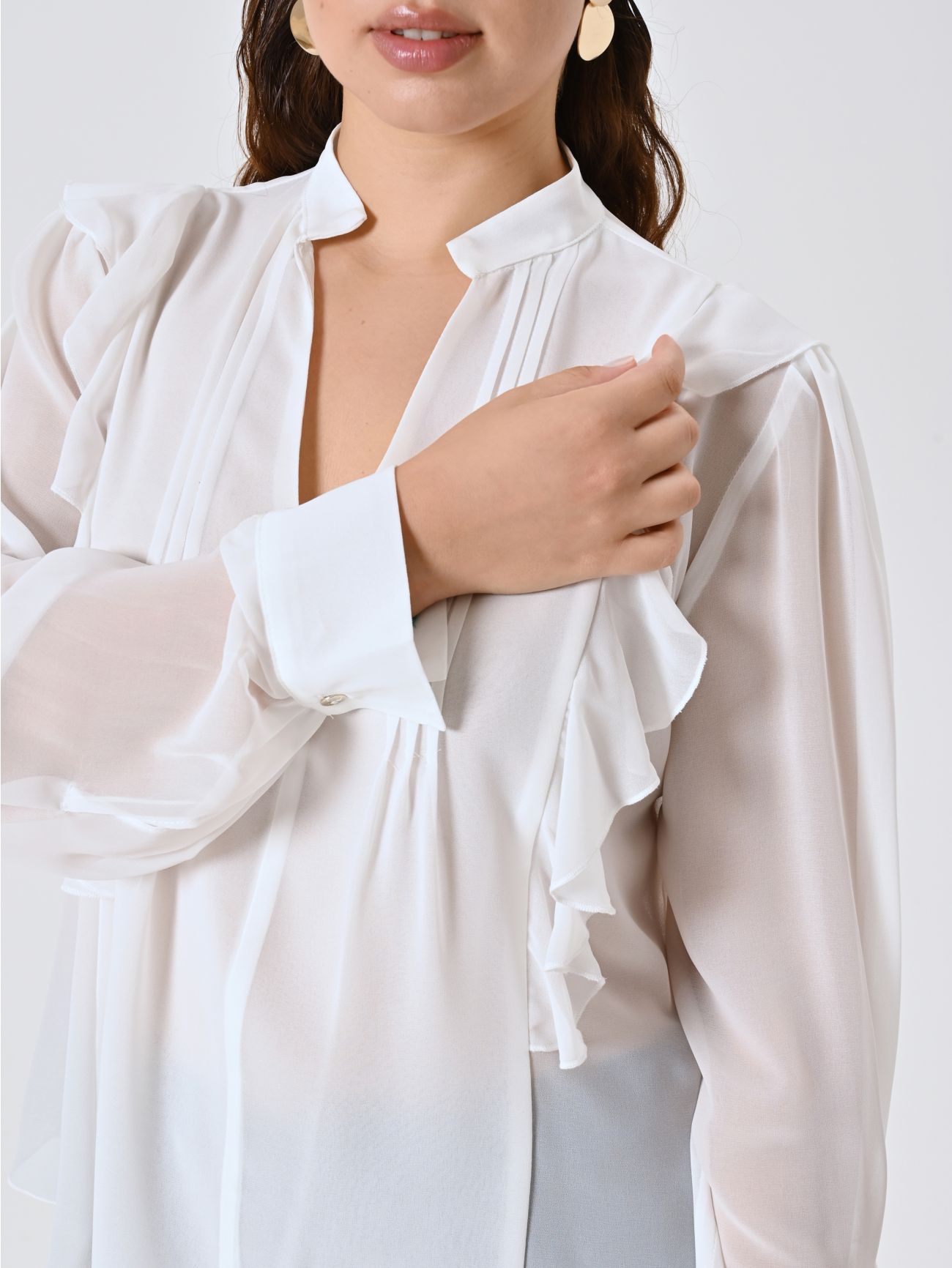Curvy White Blouse with Ruffles in_i5
