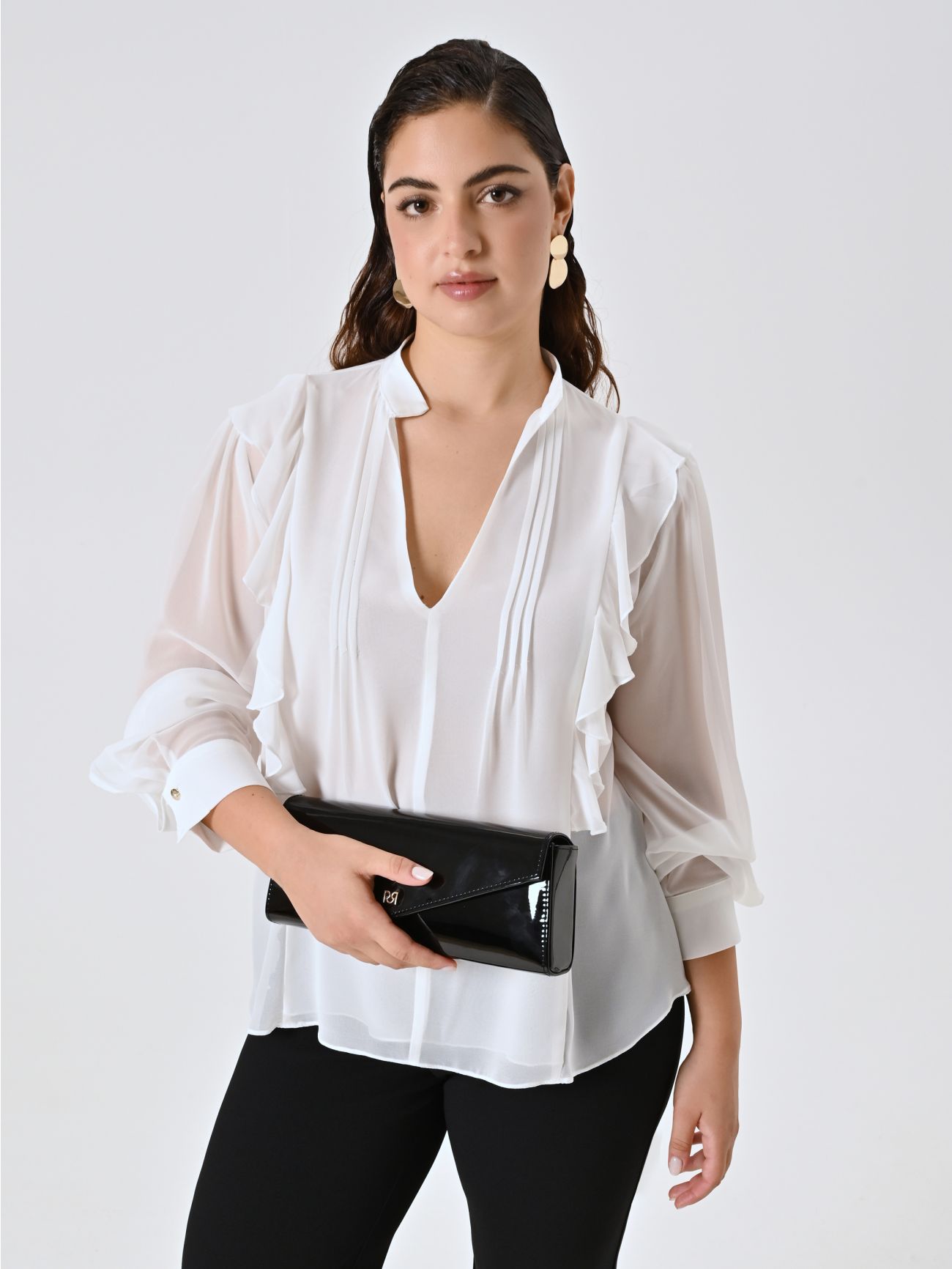 Curvy White Blouse with Ruffles  Rinascimento