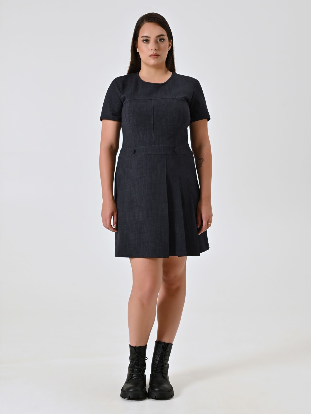 Tubino Punto Milano Fammato Curvy effetto Denim det_1