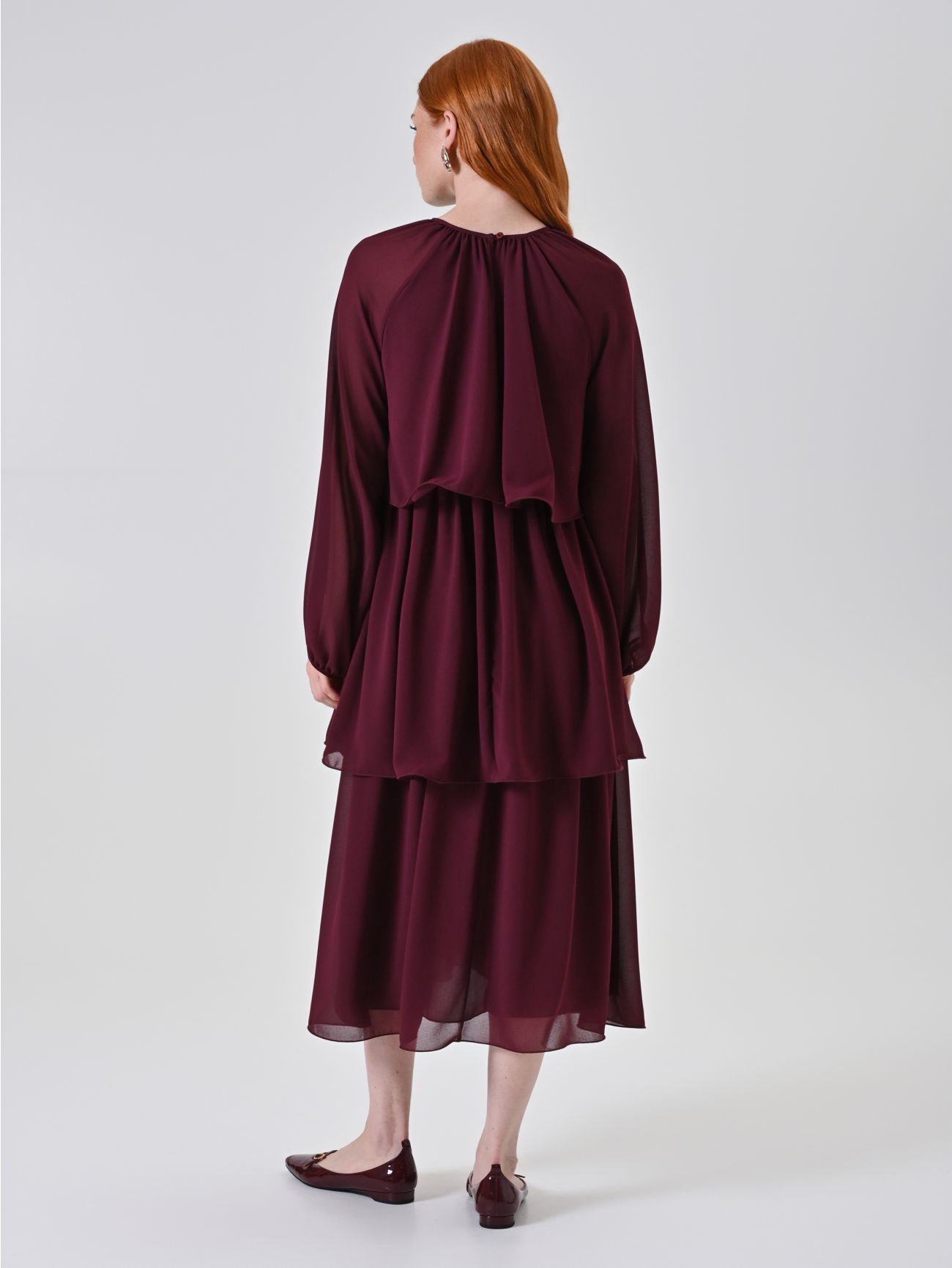 Bordeaux Ruffled Dress det_3