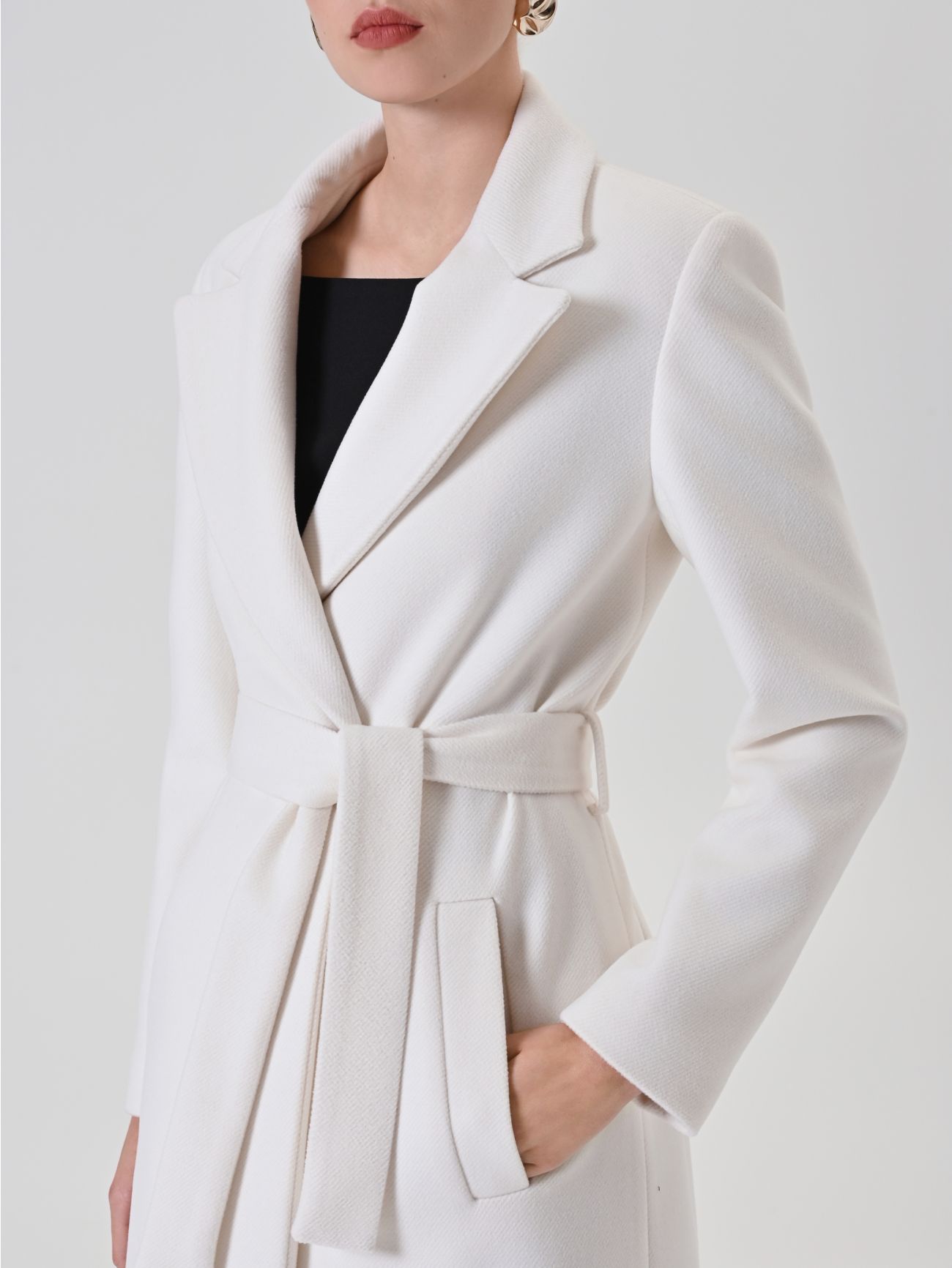 Cream Belted Robe Coat in_i5